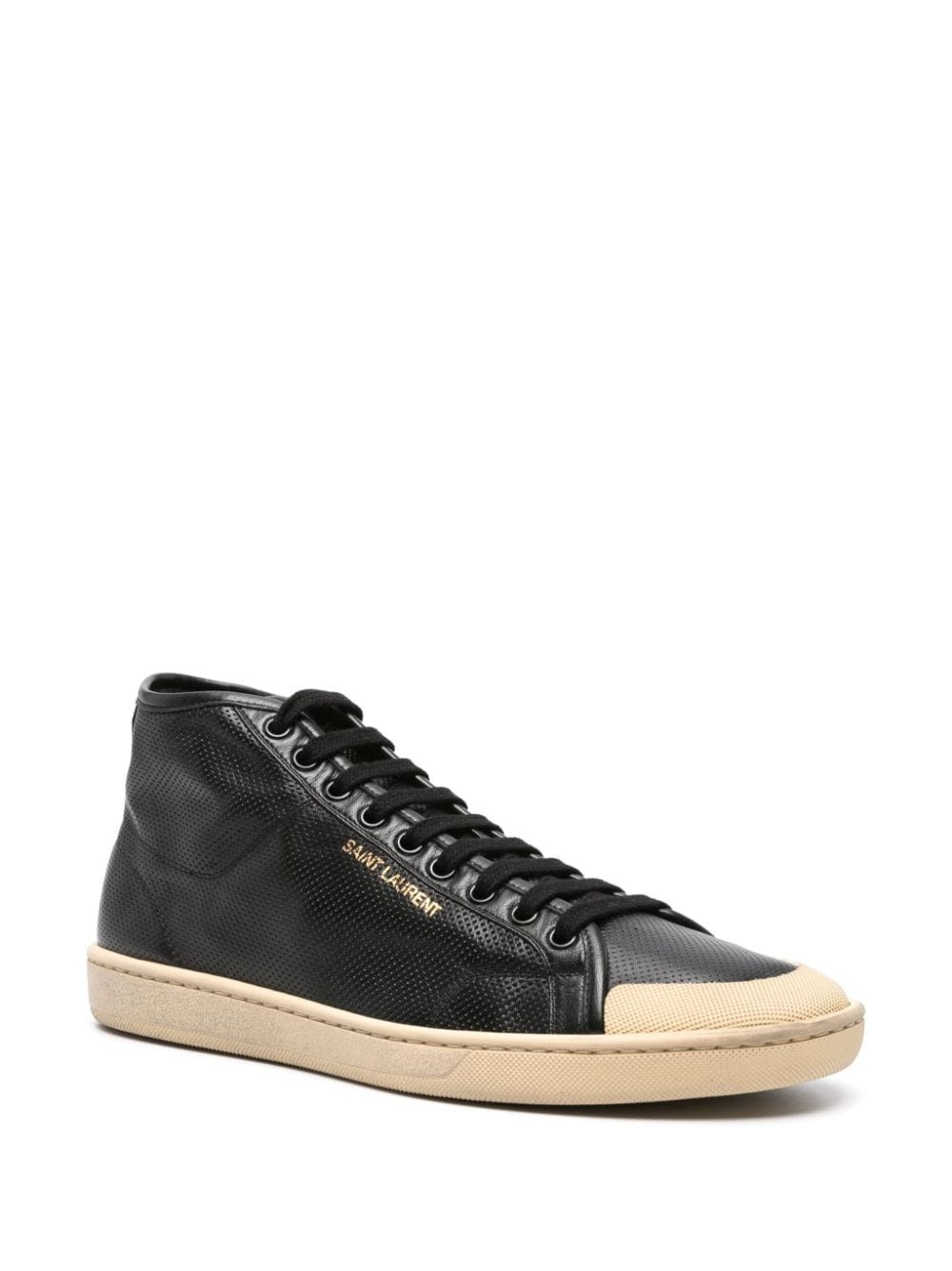 leather mid-top sneakers - 2