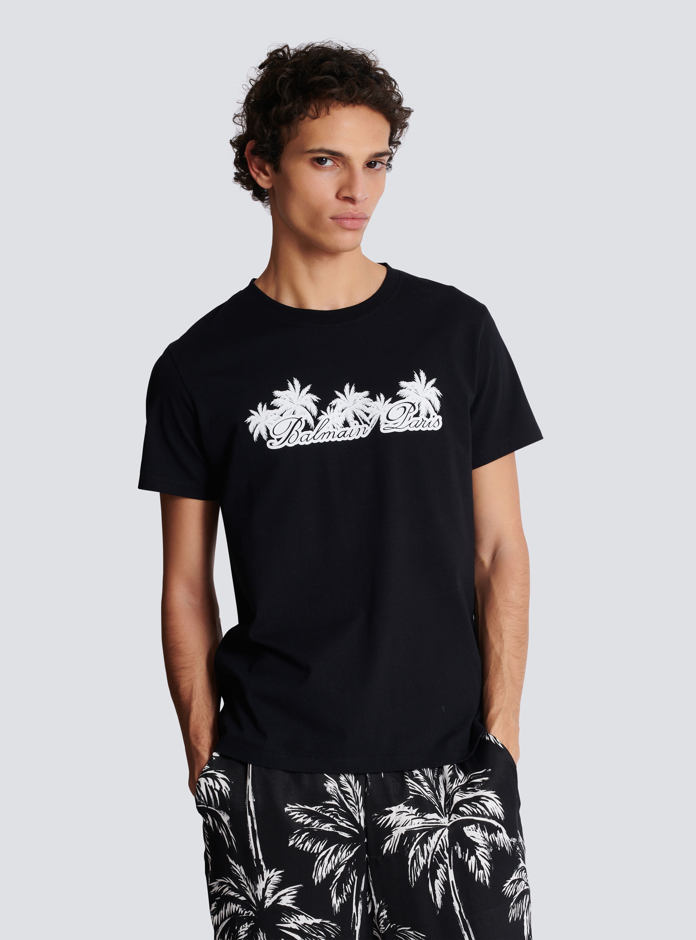 T-shirt with palm tree Balmain Signature print - 6