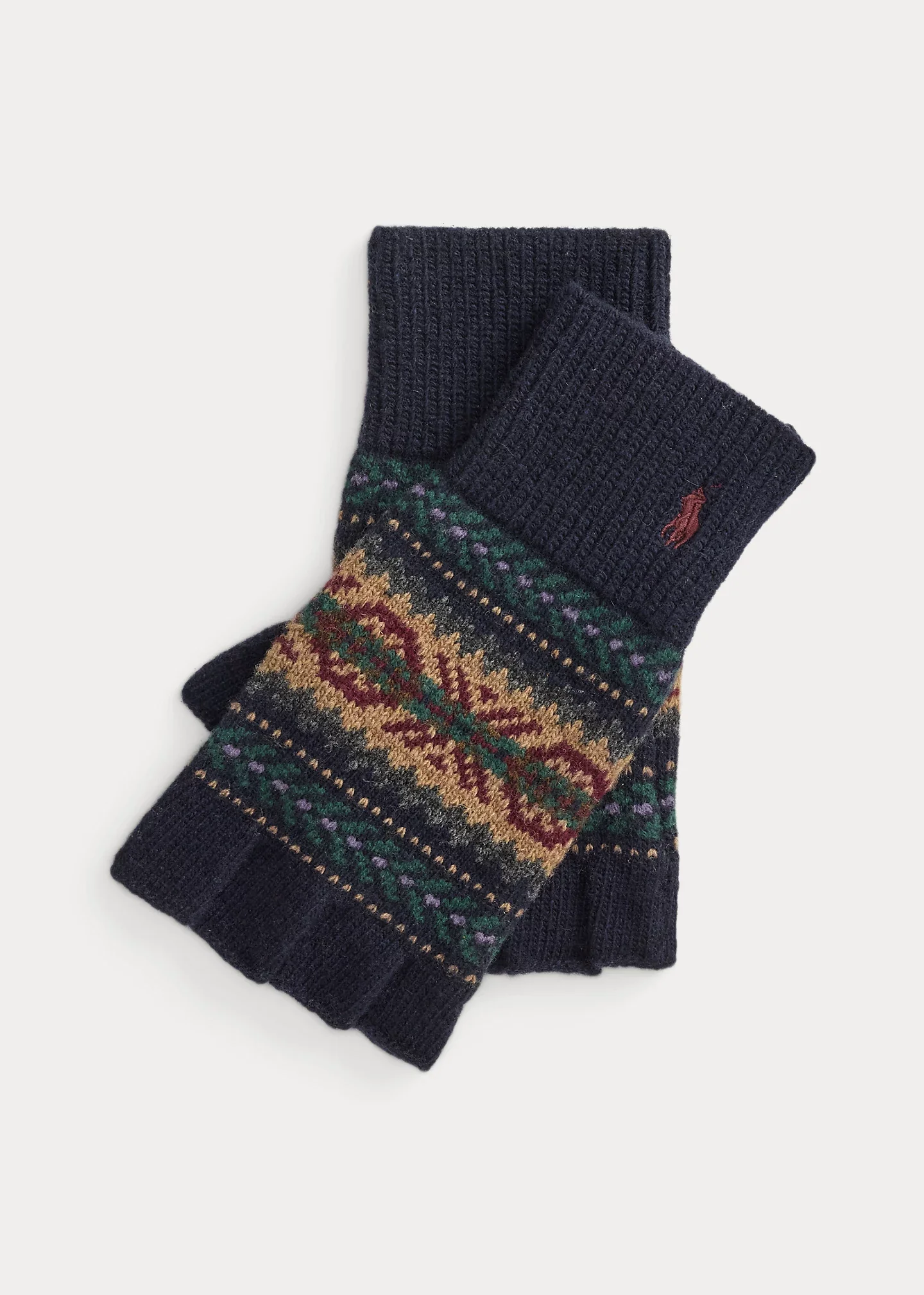 Fair Isle Wool-Blend Fingerless Gloves - 1