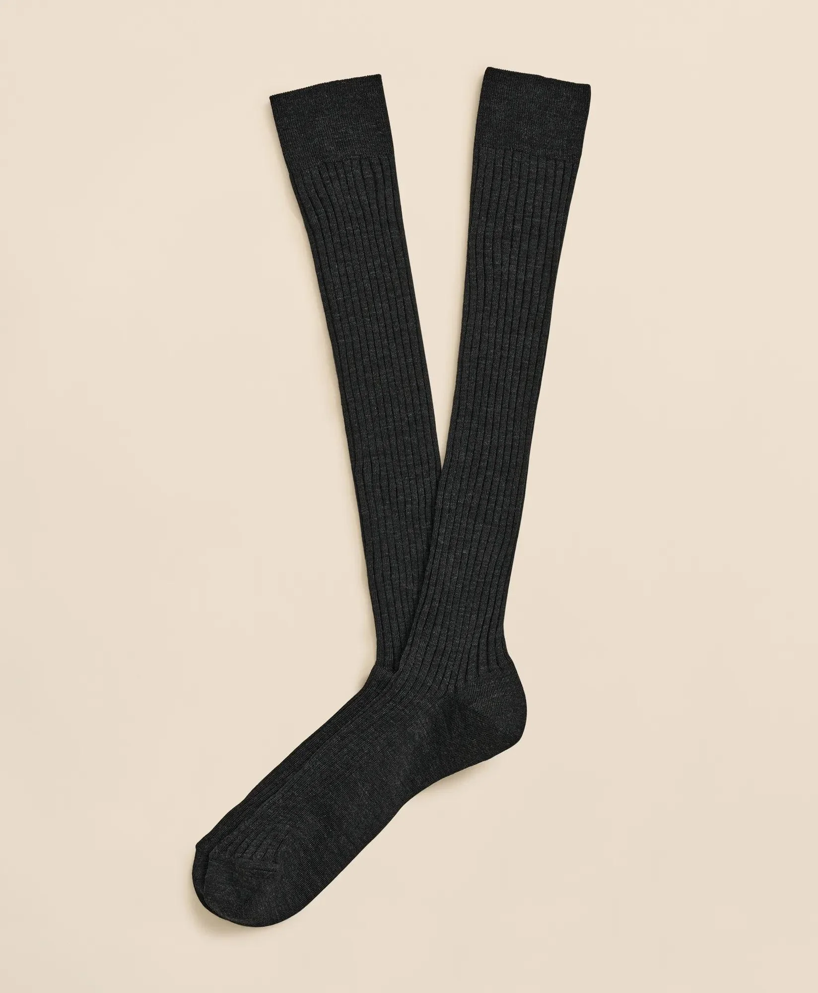 Merino Wool Blend Over-the-Calf Ribbed Socks - 1