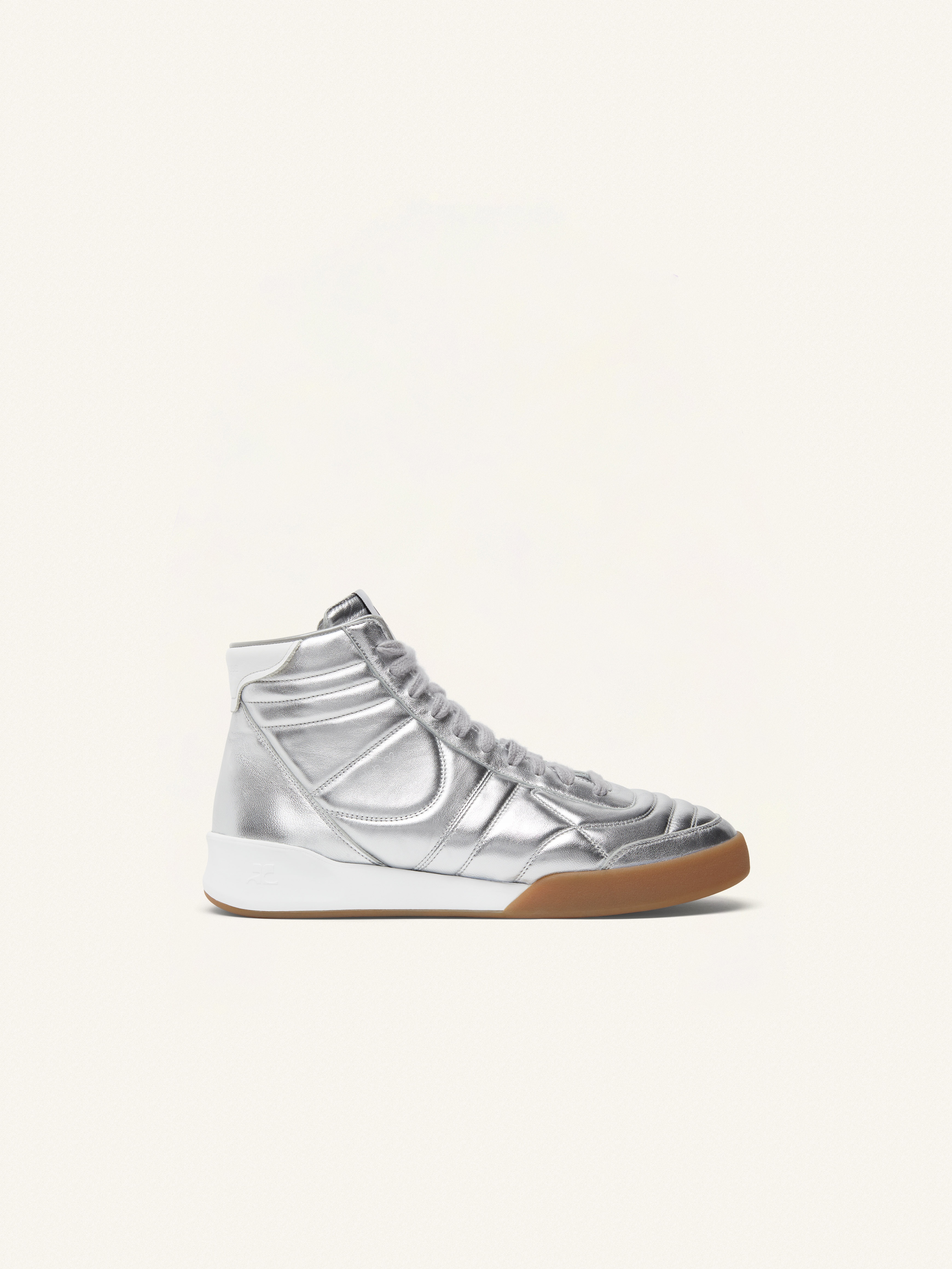 CLUB02 MID SILVER LEATHER SNEAKERS - 1