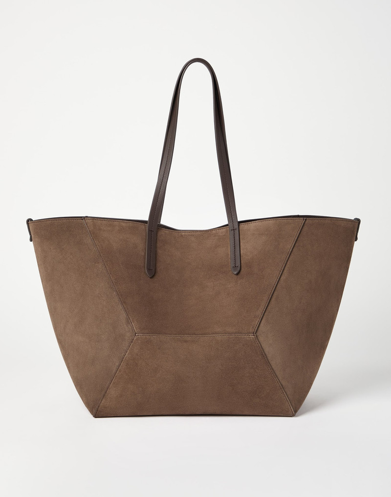 Brunello Cucinelli Suede shopper bag with monili outlook