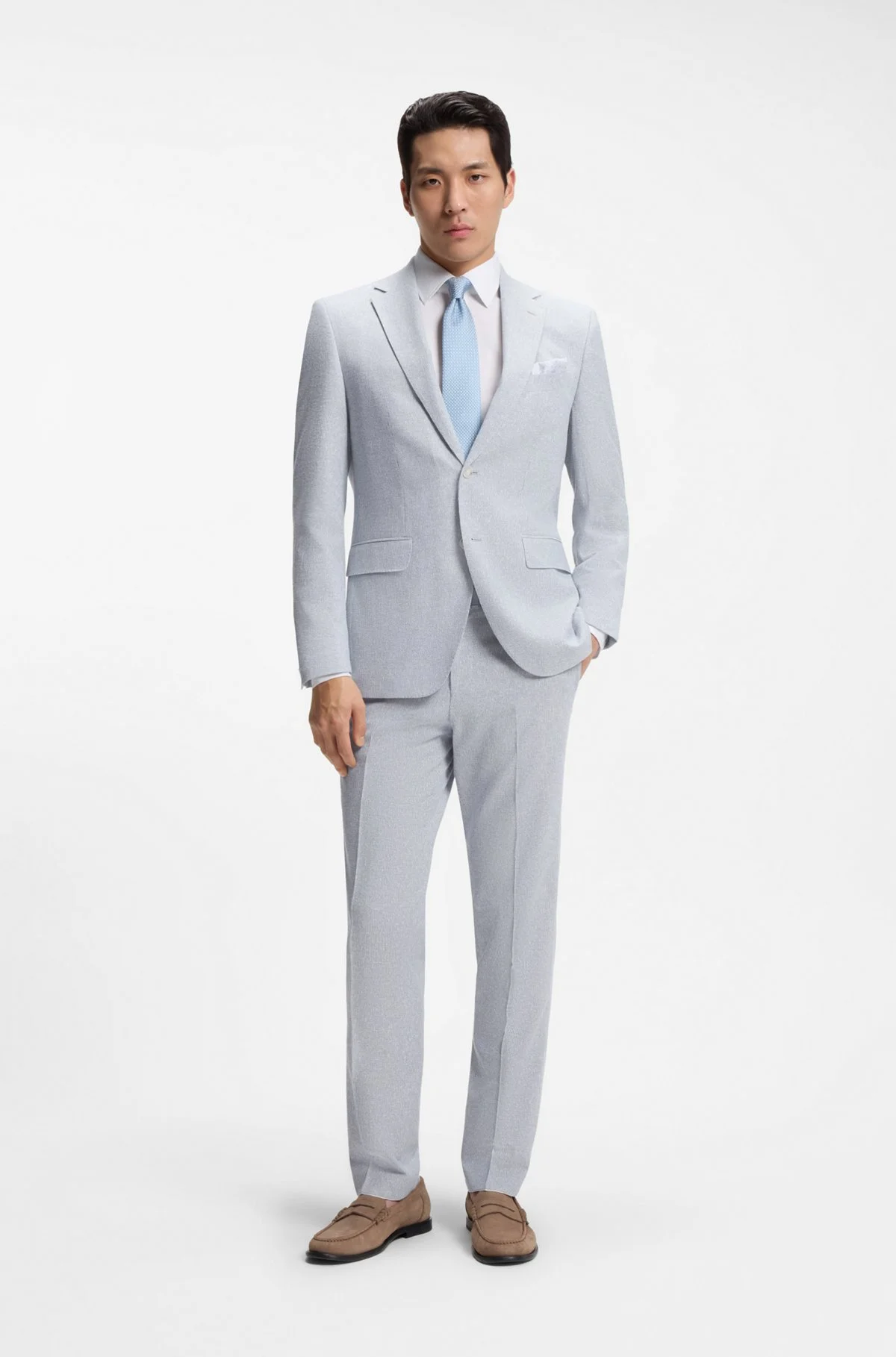 TWO-PIECE REGULAR-FIT SUIT IN STRETCH BOUCLÉ - 1