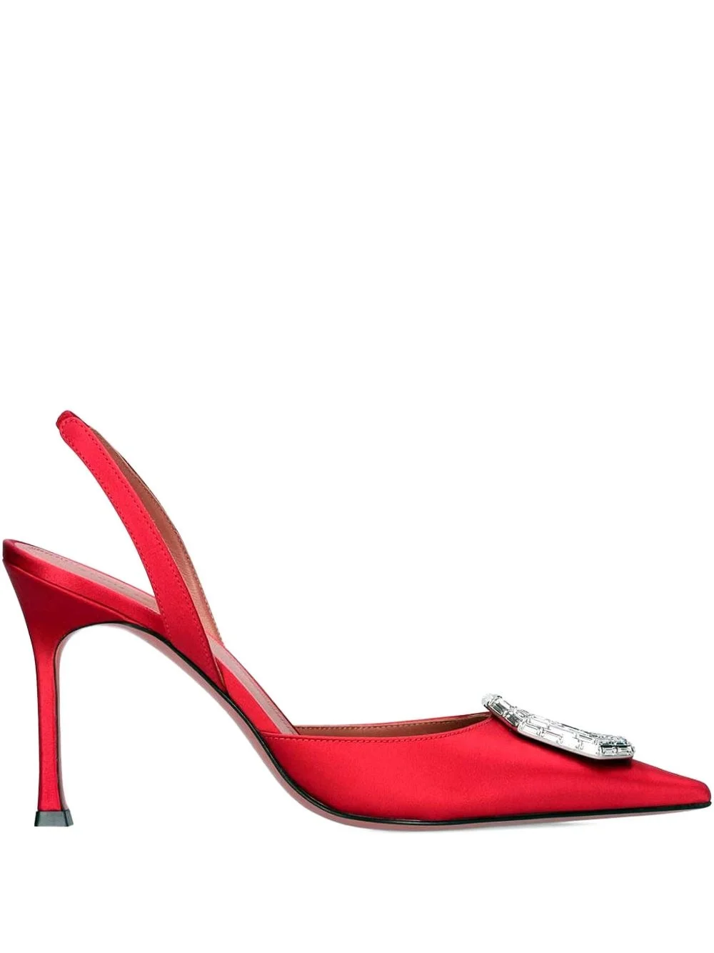 105mm Camelia satin slingback pumps - 1