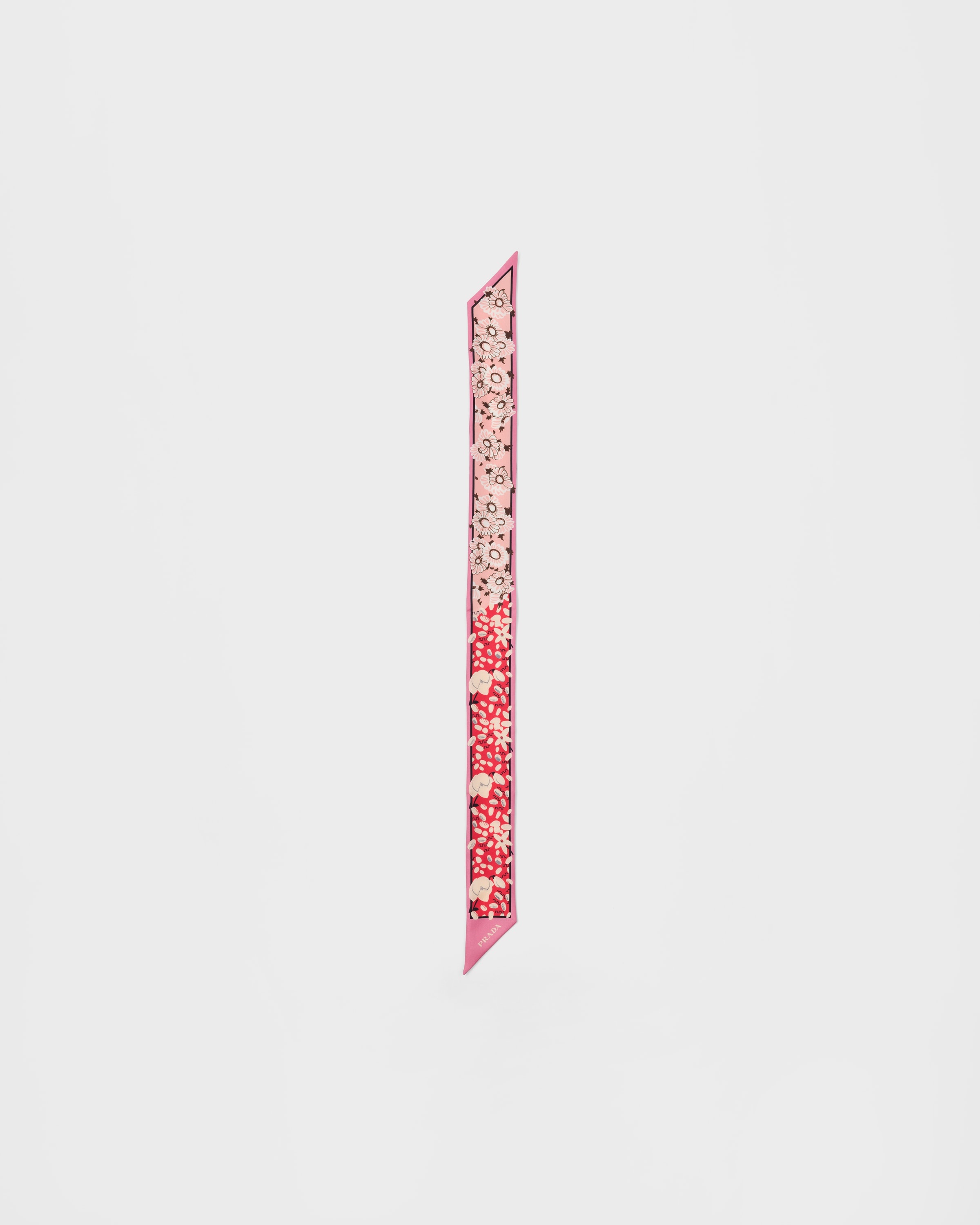 Printed silk twill skinny scarf - 3