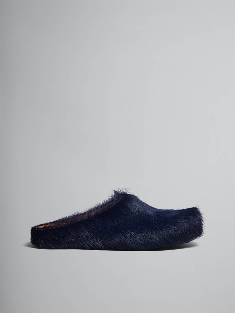 BLUE LONG HAIR CALFSKIN FUSSBETT SABOT - 1
