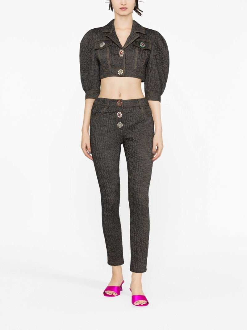 Moschino crystal-embellished butted cropped jacket outlook