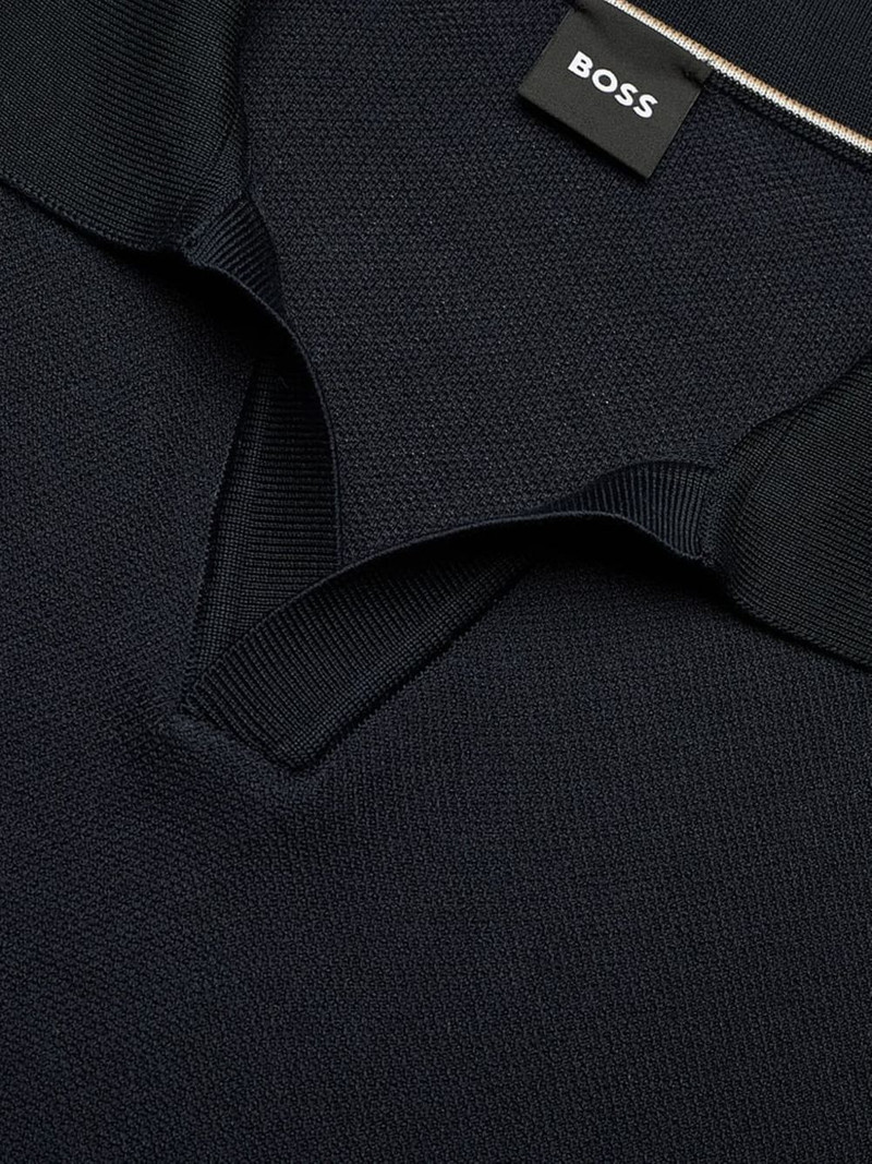 cotton-blend knit polo with horizontal stripe 3