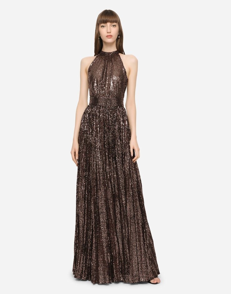 Long sequined halter dress - 1