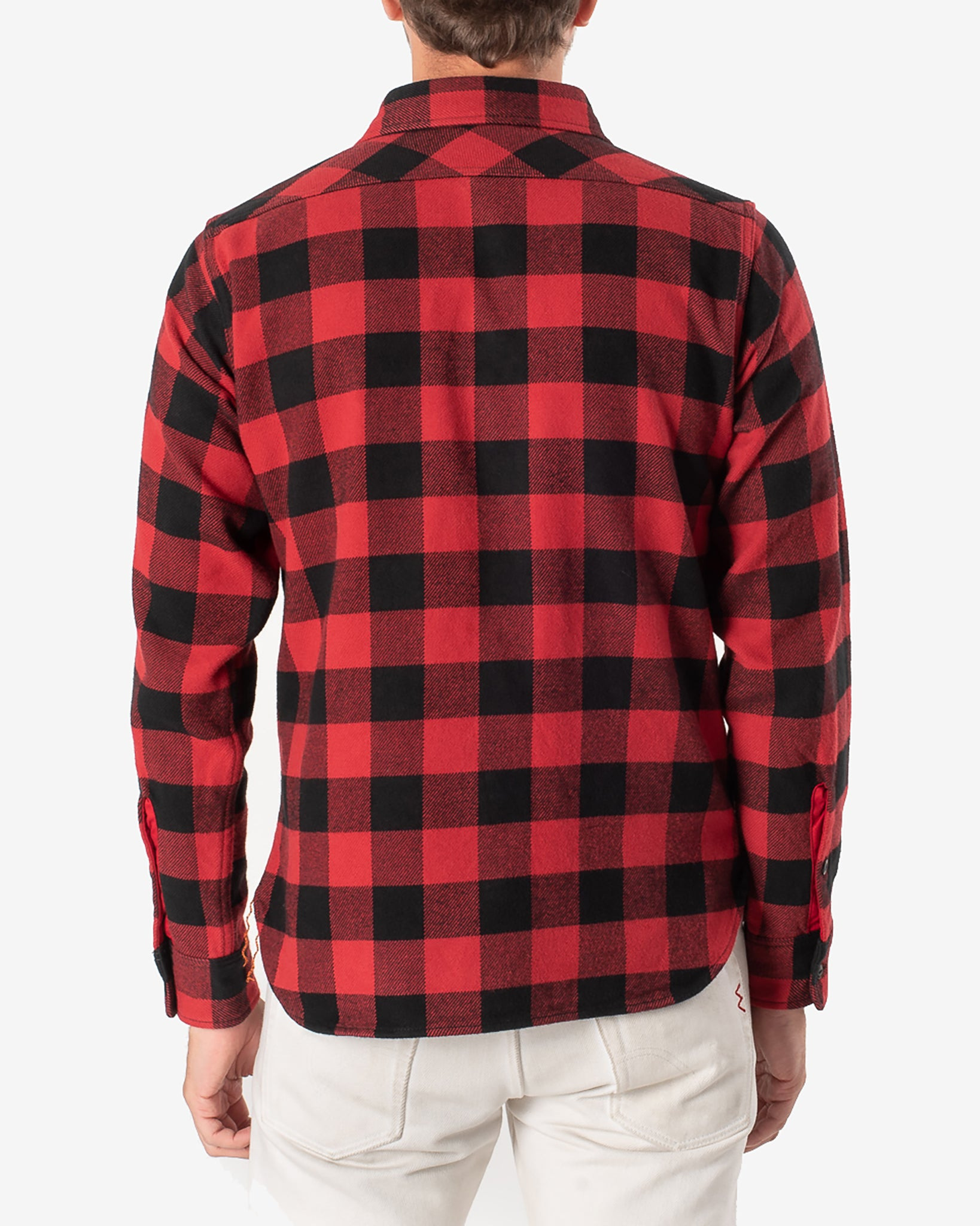 IHSH-244-RED Ultra Heavy Flannel Buffalo Check Work Shirt - Red/Black - 3