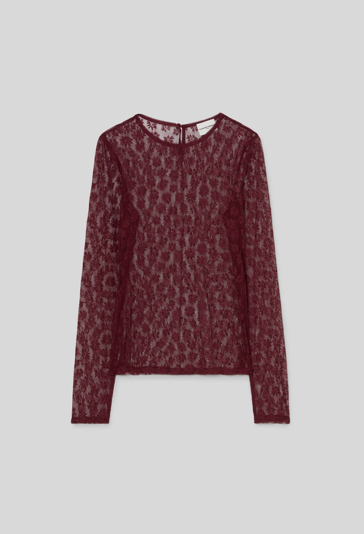 FITTED LONG-SLEEVED LACE T-SHIRT - 1