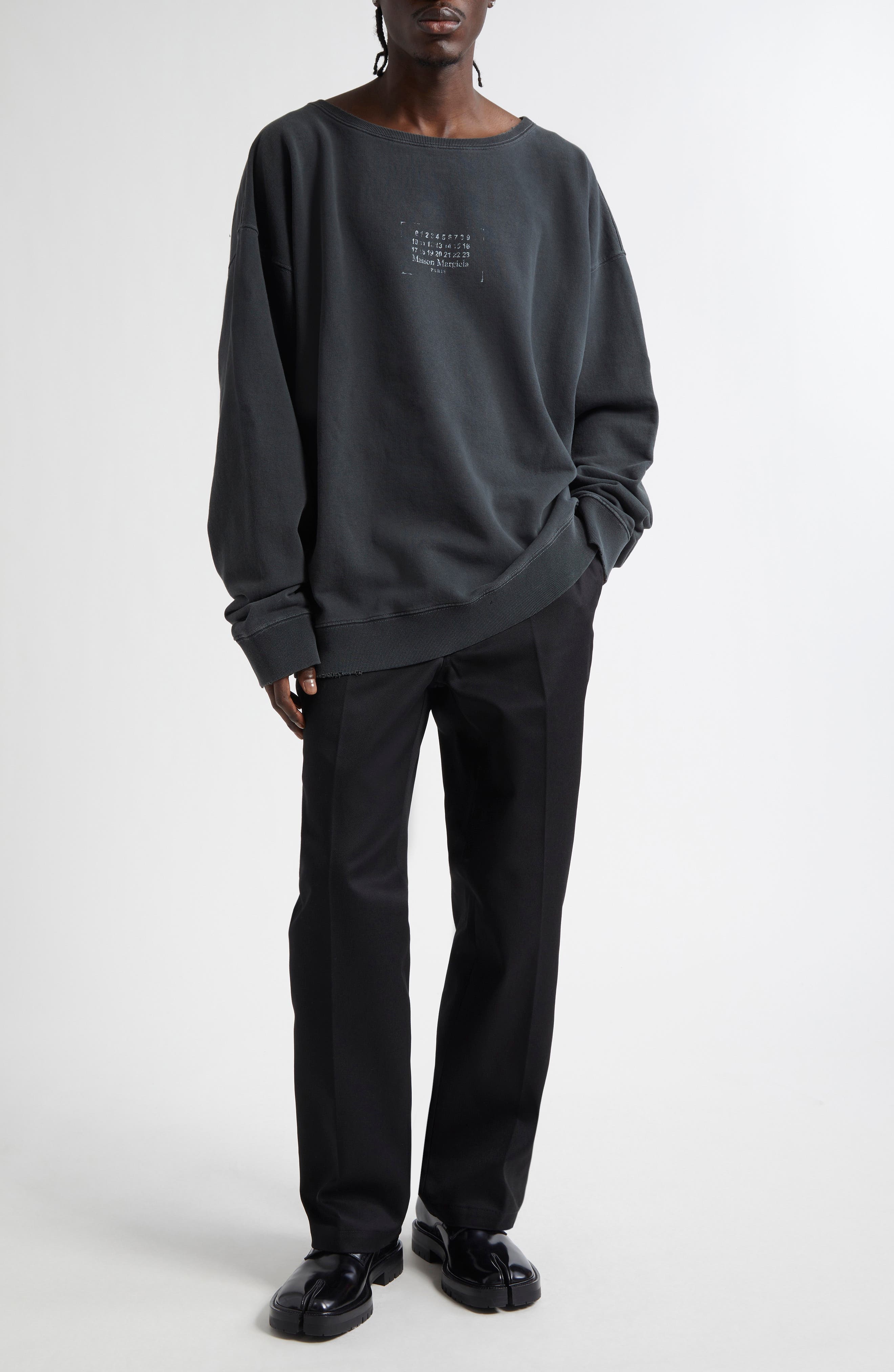 Maison Margiela Numeric Motif Cotton Jersey Graphic Sweatshirt in Washed Black at Nordstrom - 2