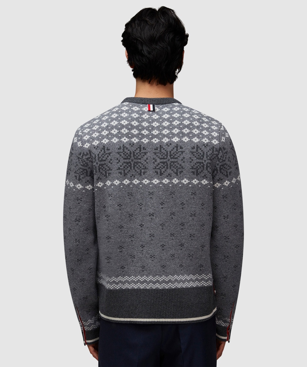 Snowflake fair isle jacquard knit sweater - 3