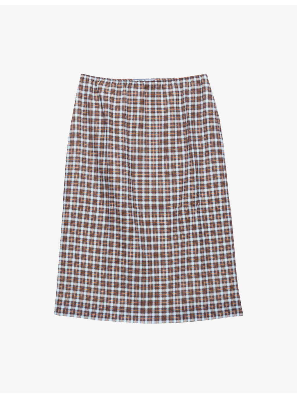 Checked Stretch-Silk Midi Skirt - 1