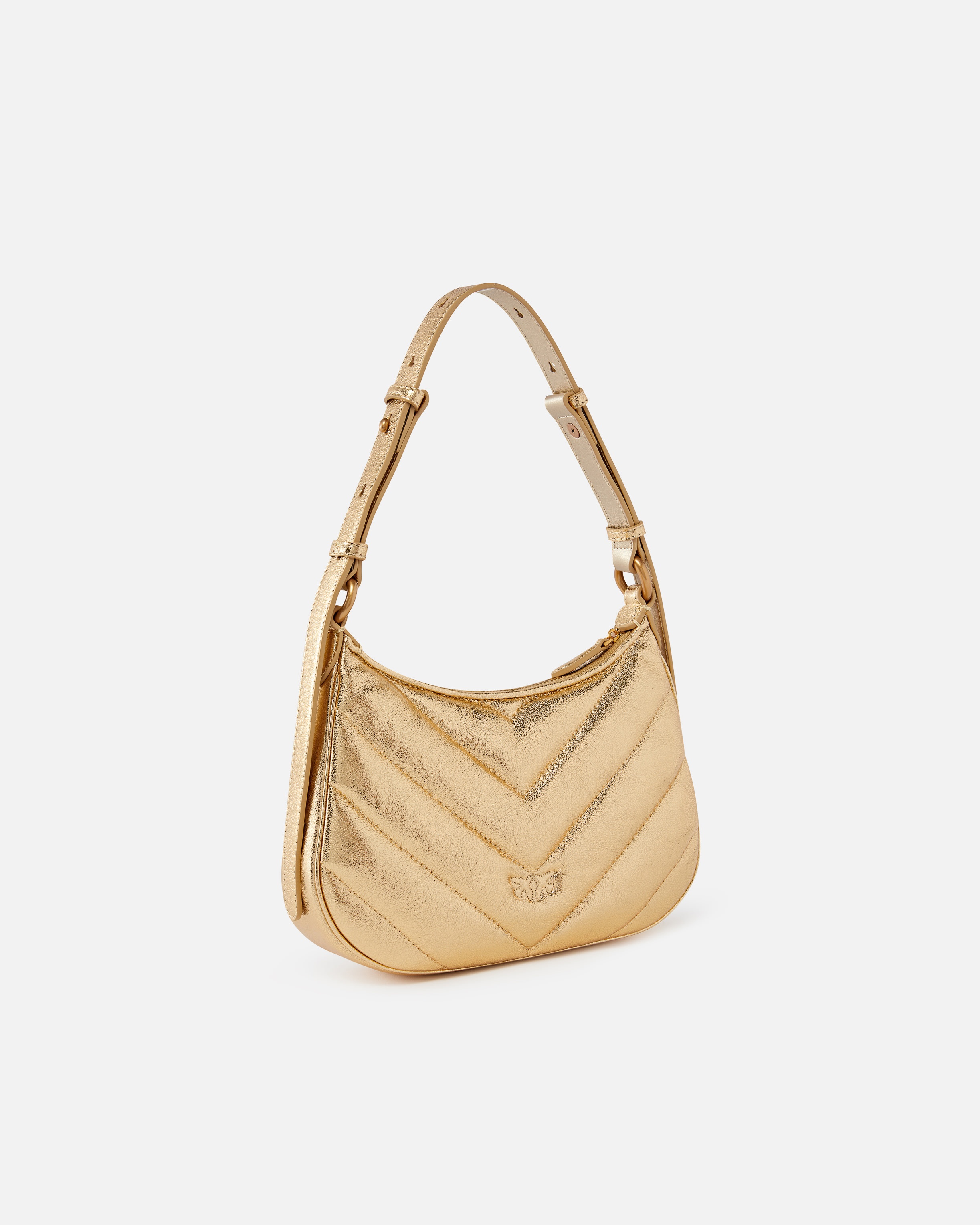 HALF MOON SMALL SHOULDER BAG IN LAMINATED LEATHER - 2