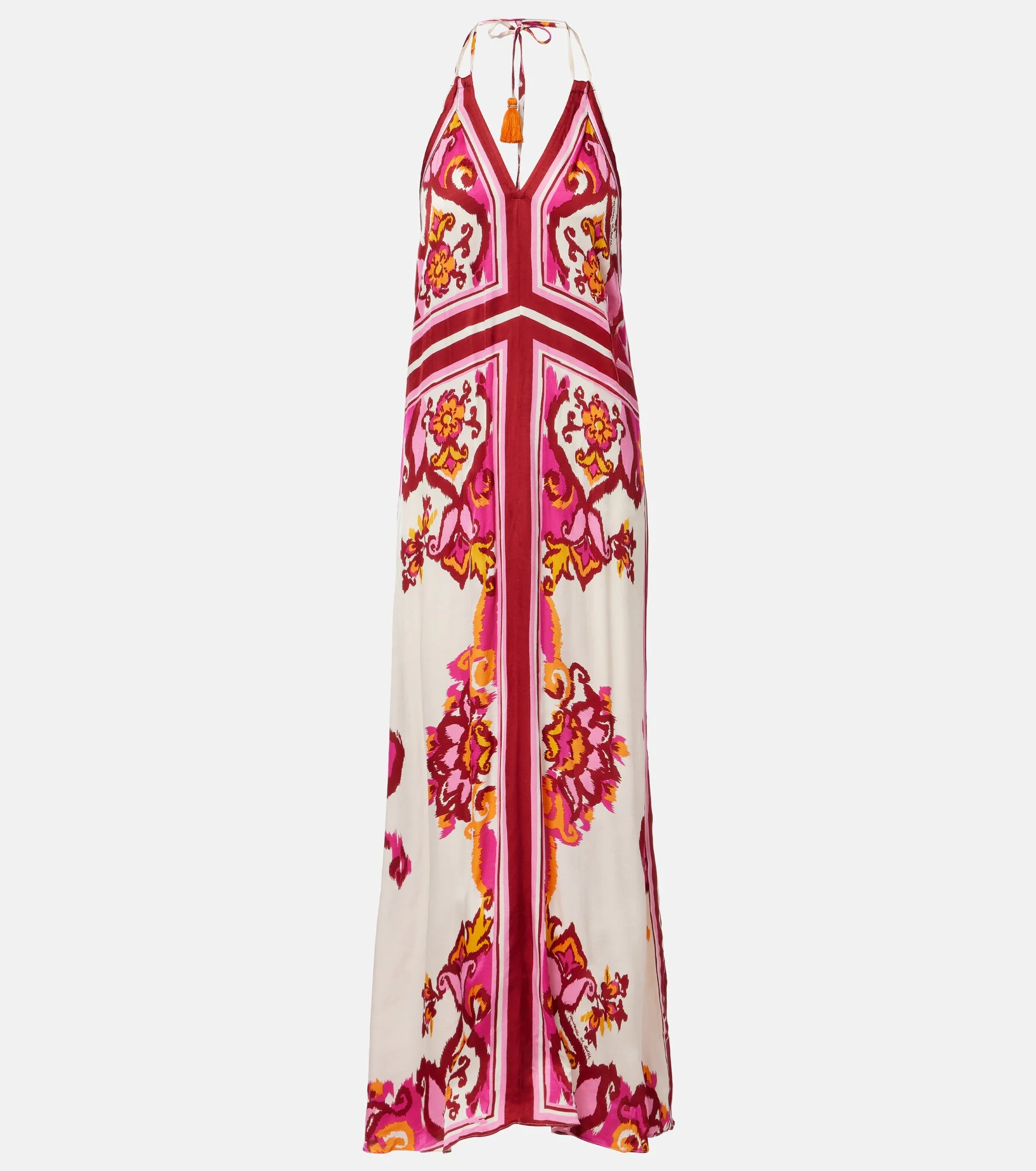 Mary printed halterneck satin maxi dress - 1