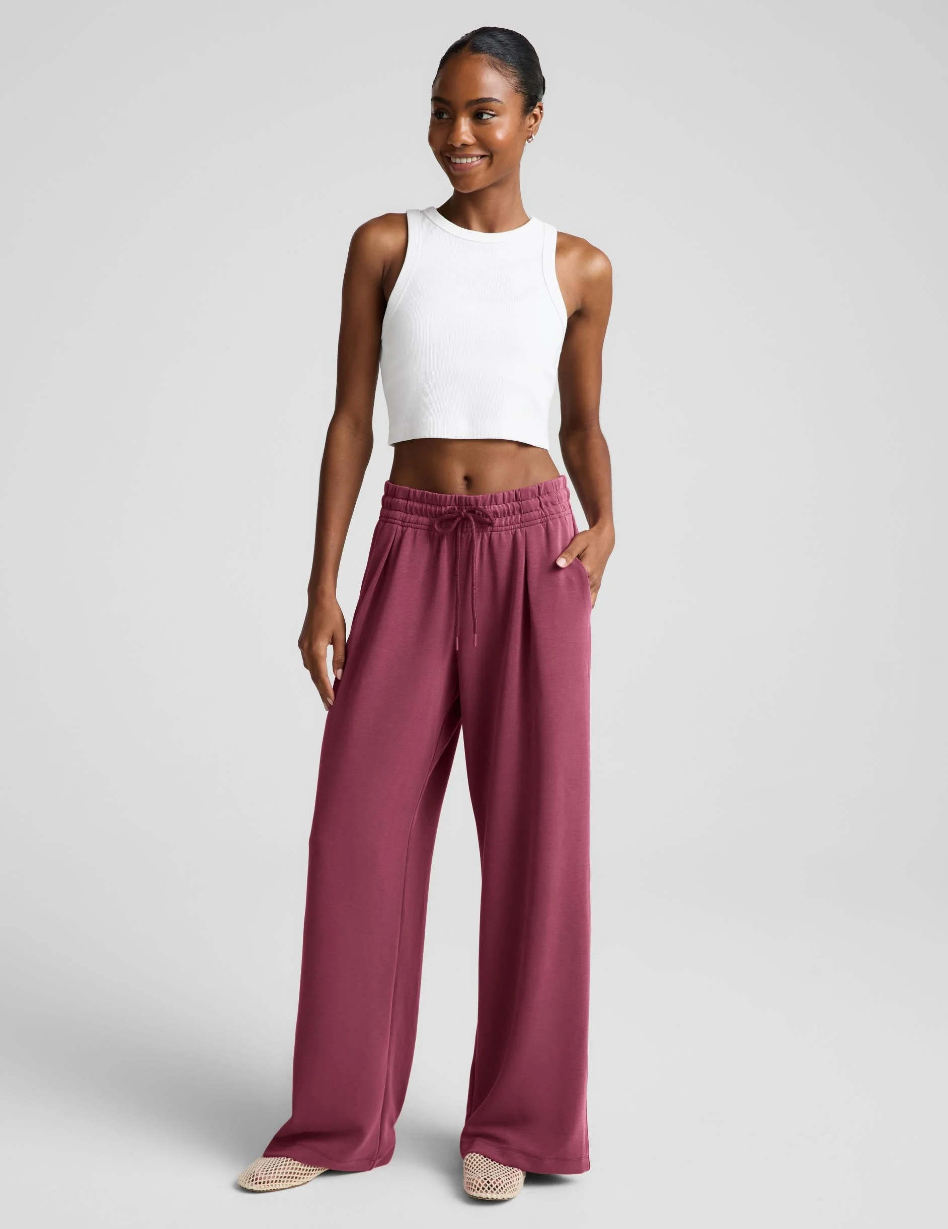 Luxe Sandwash Double Knit Wide Leg Pant - 1