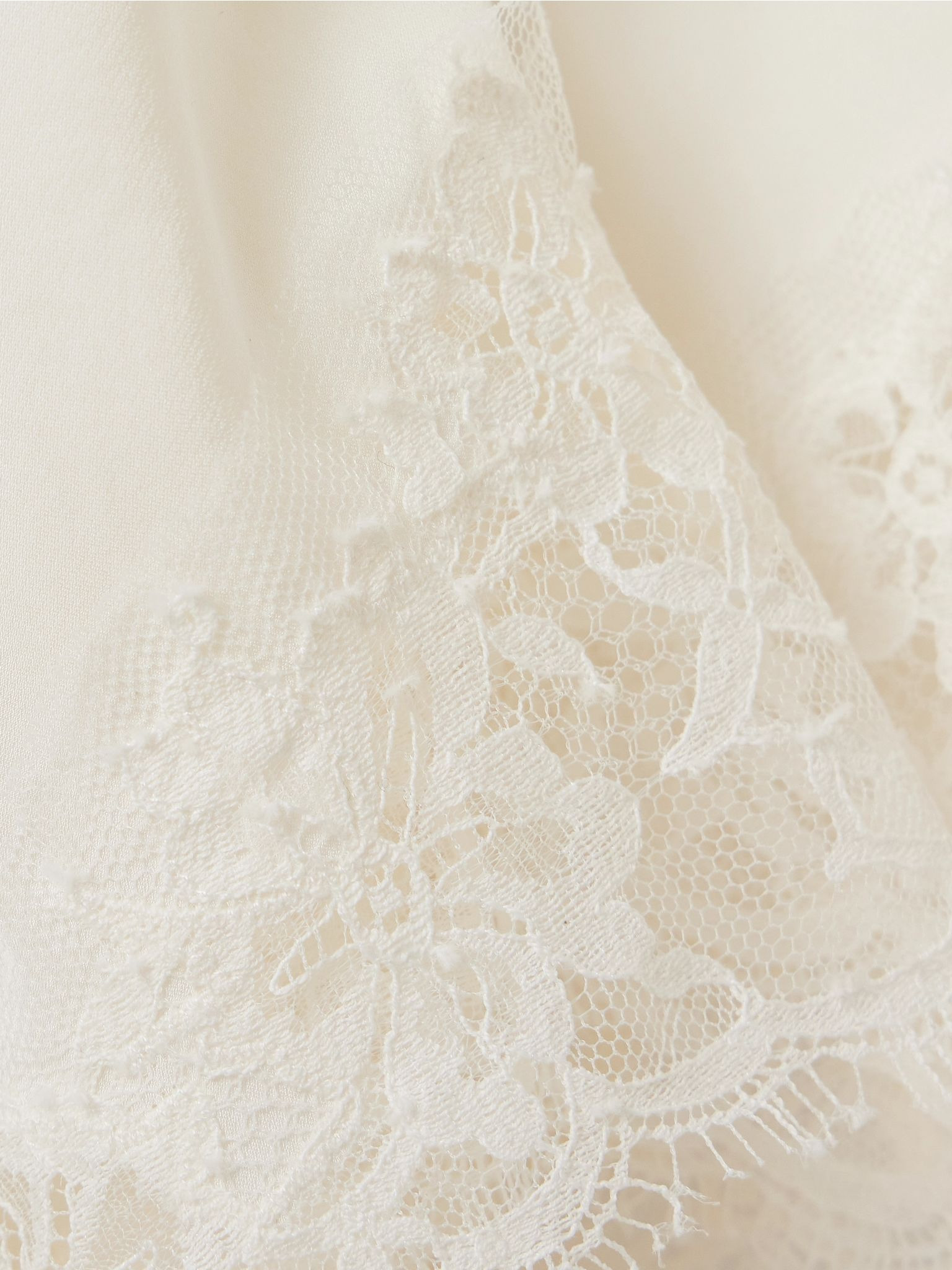 Ingram cold-shoulder asymmetric lace-trimmed silk-satin mini dress Ivory - 5