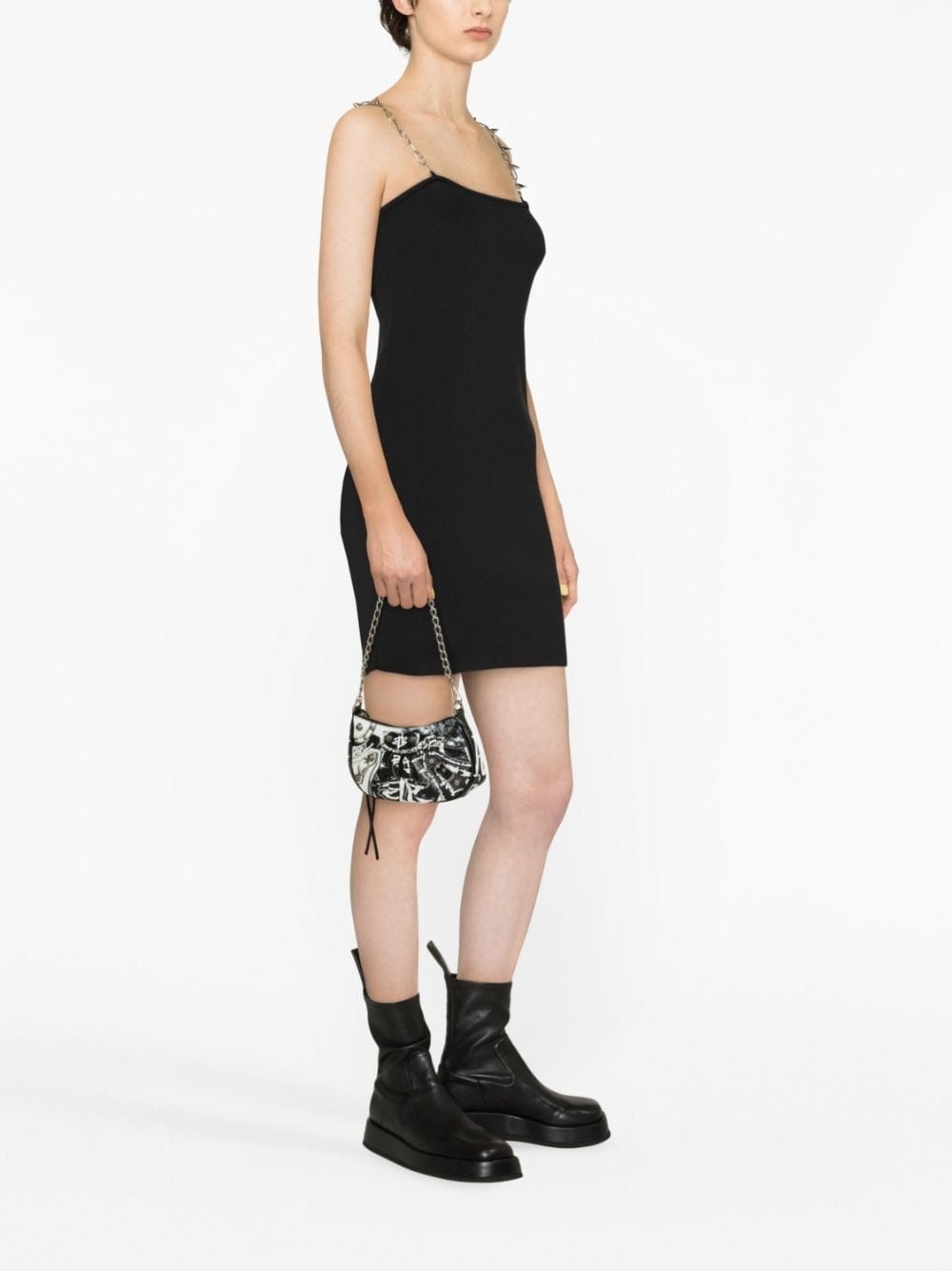 studded chain-strap minidress - 3