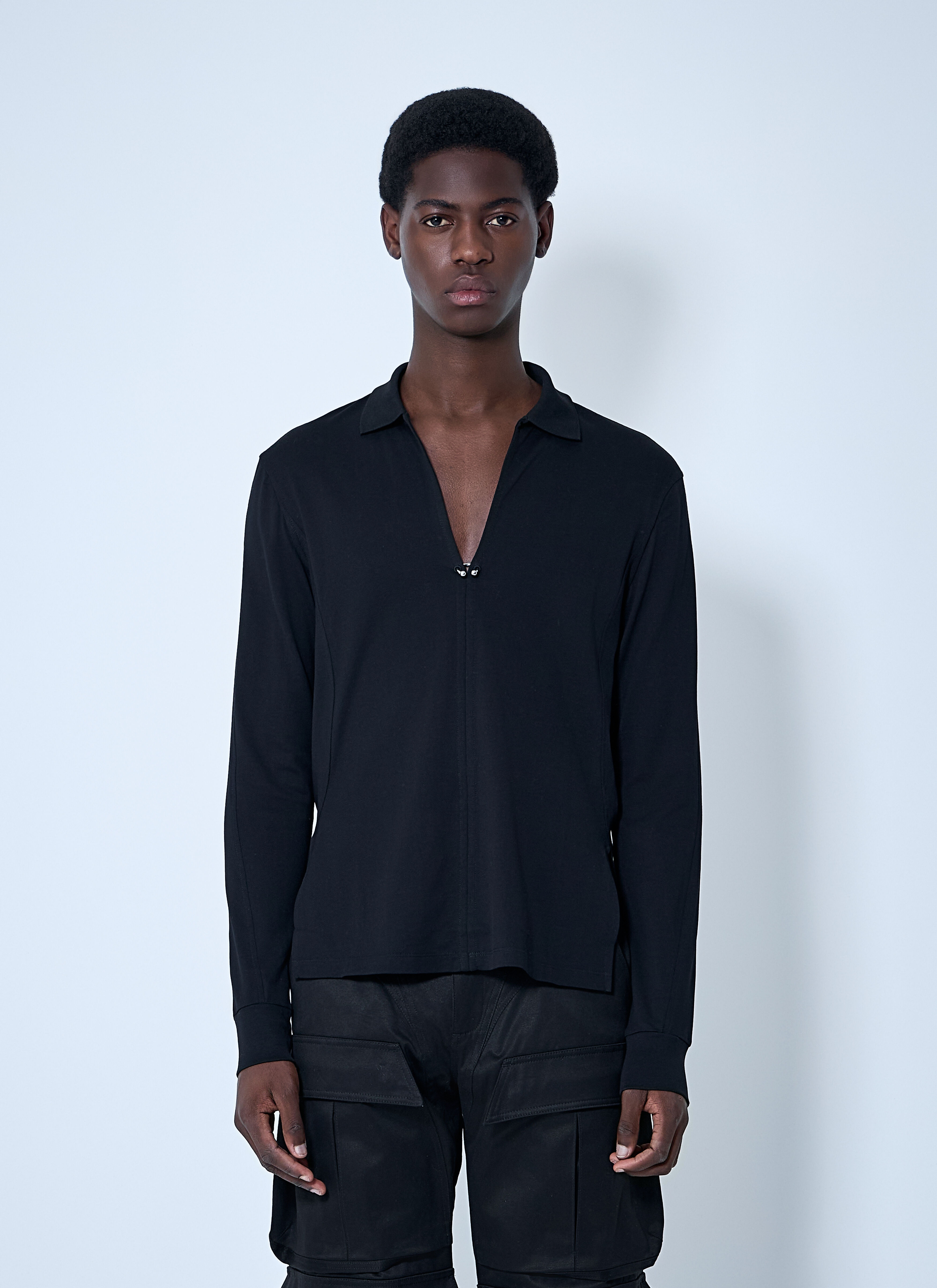 V Neck Shirt With Hardware - 1
