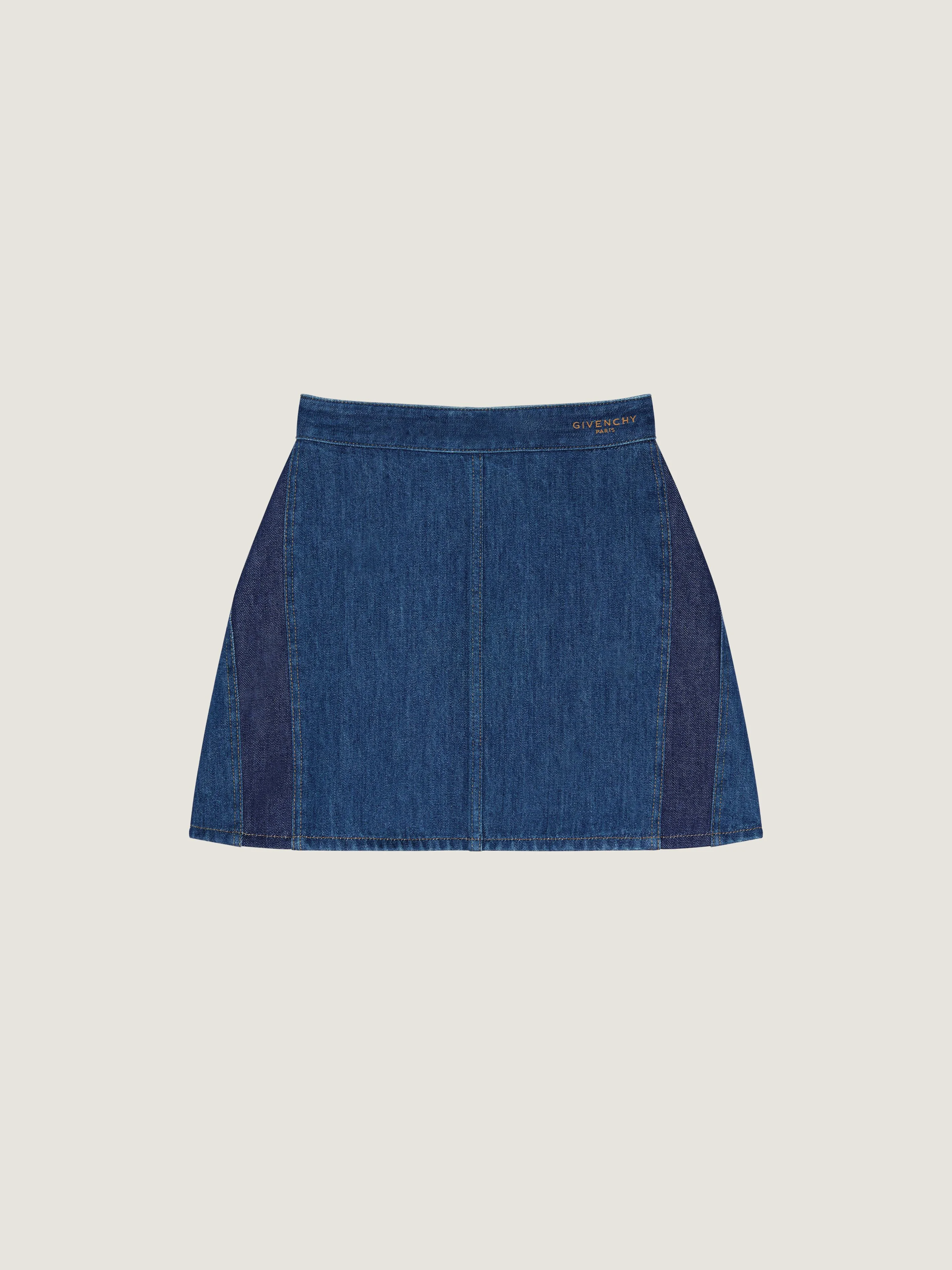 MINI COCOON SKIRT IN MEDIUM BLUE DENIM - 1