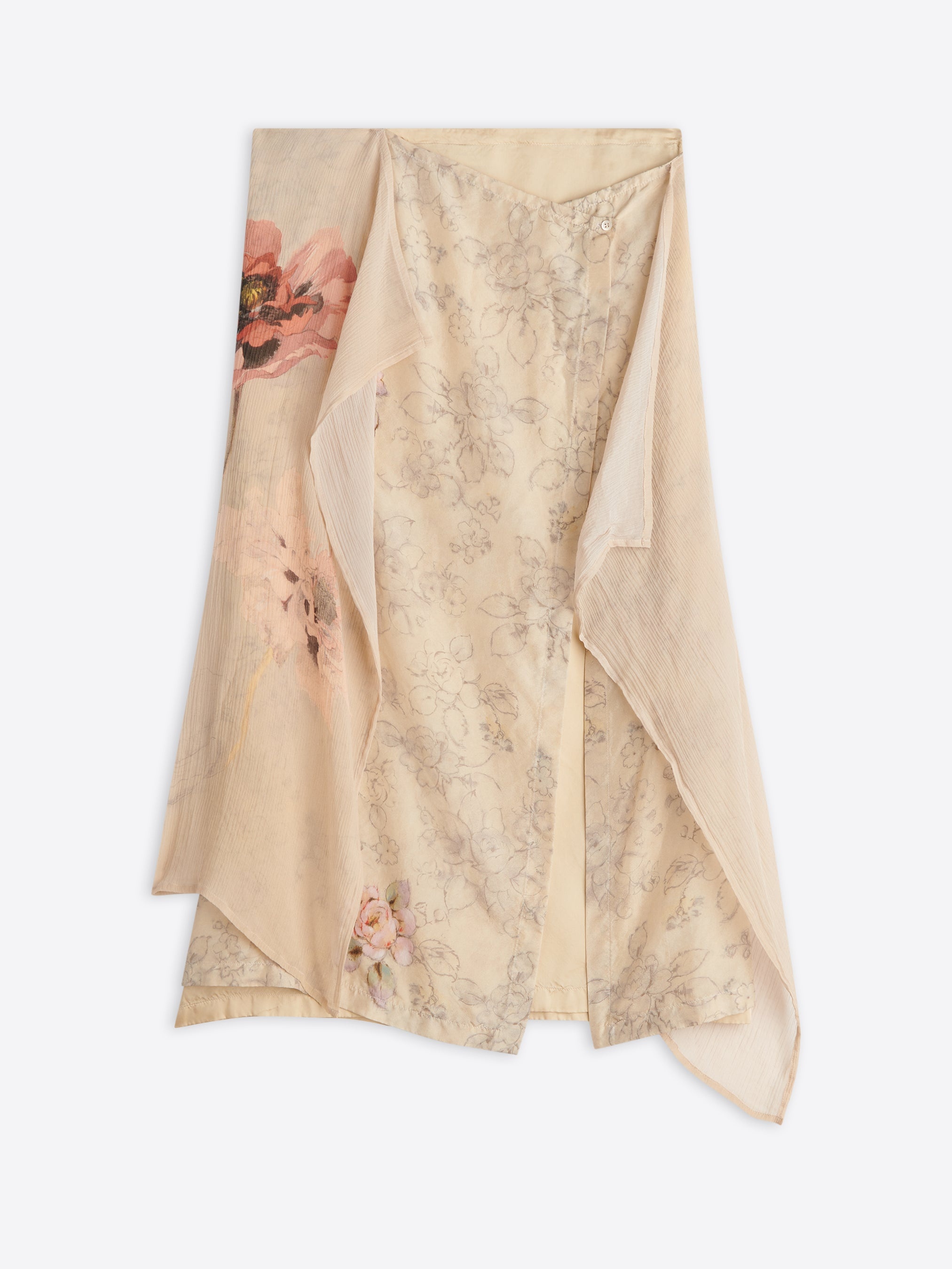 DRAPED SILK SKIRT - 1