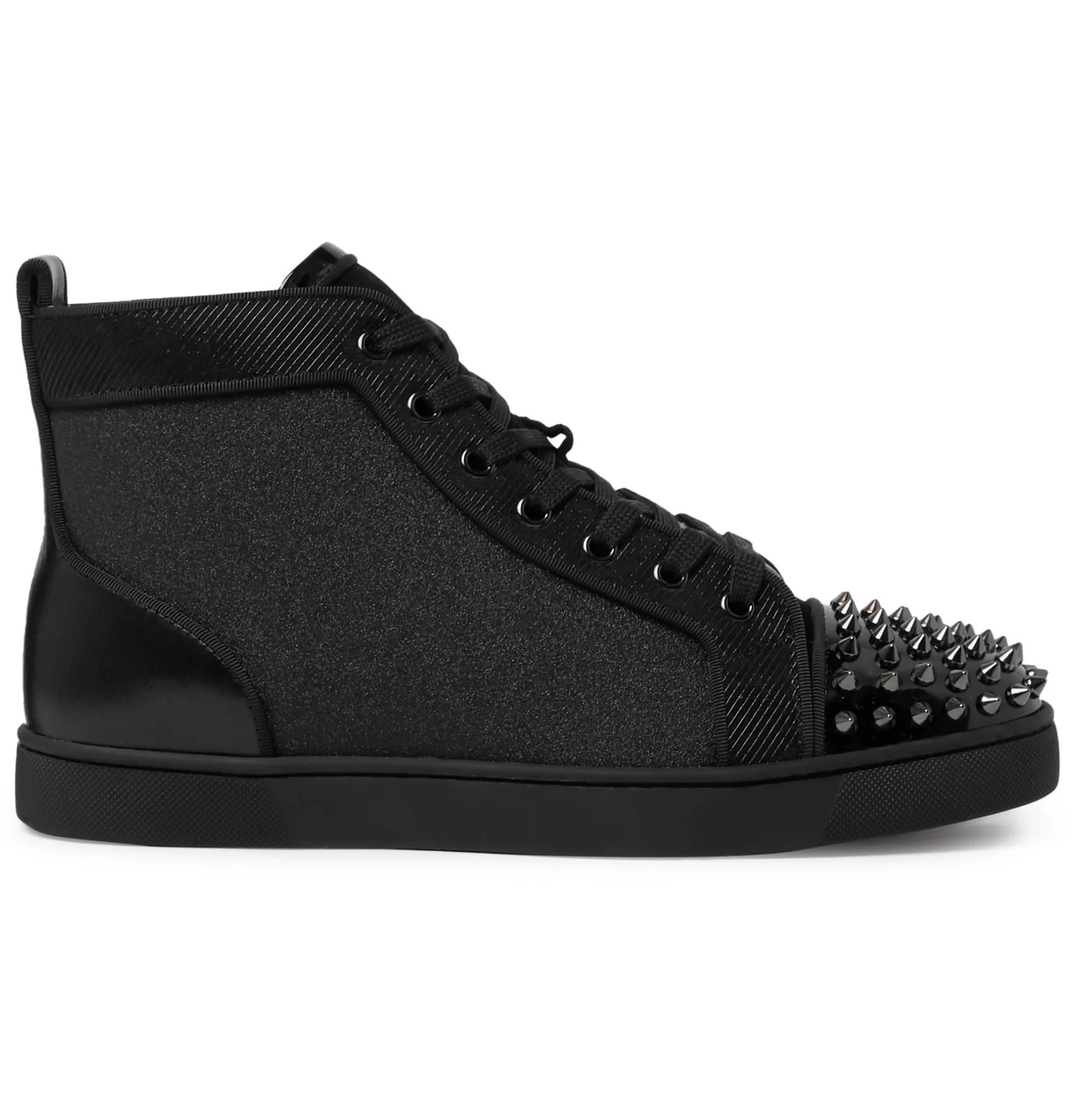 Lou Spikes Orlato Velvet, Glittered Canvas, Suede and Leather High-Top Sneakers - 1