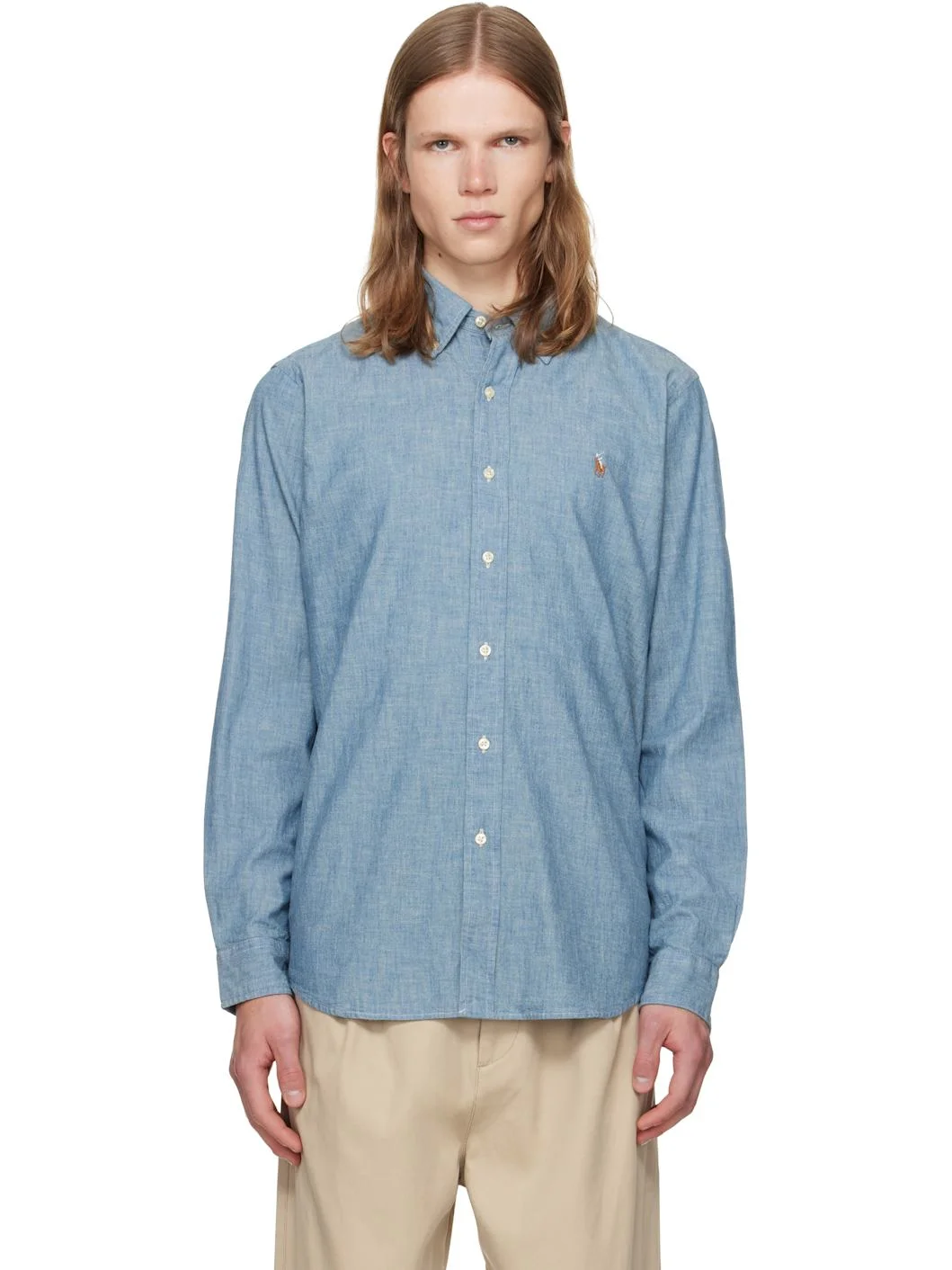 Blue Classic Fit Indigo Chambray Shirt - 1