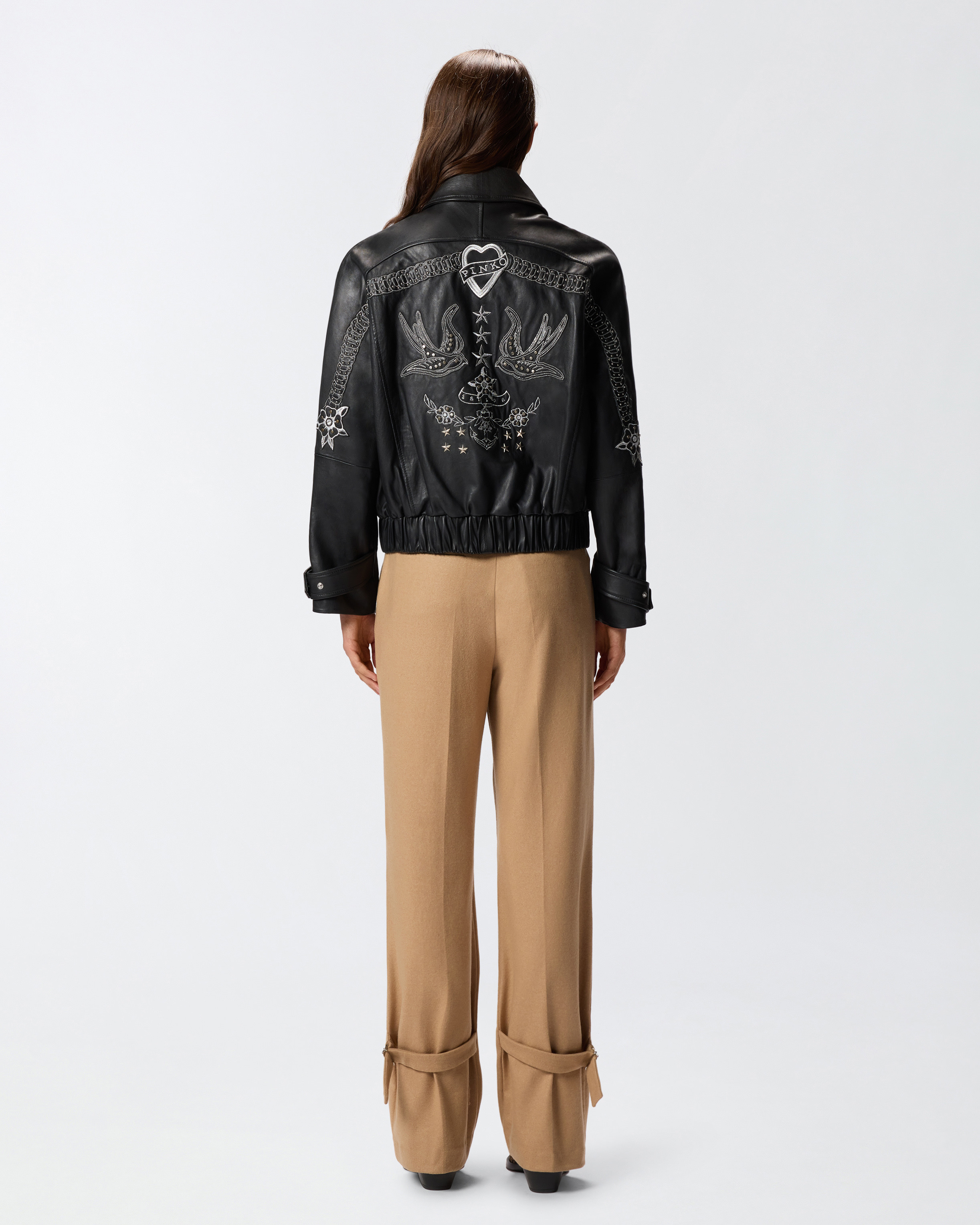 BUBBLE LEATHER JACKET WITH EMBROIDERY - 4