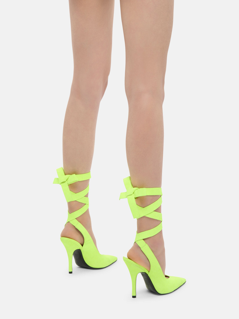 ''VENUS'' RIBBON FLUO YELLOW SLINGBACK 4