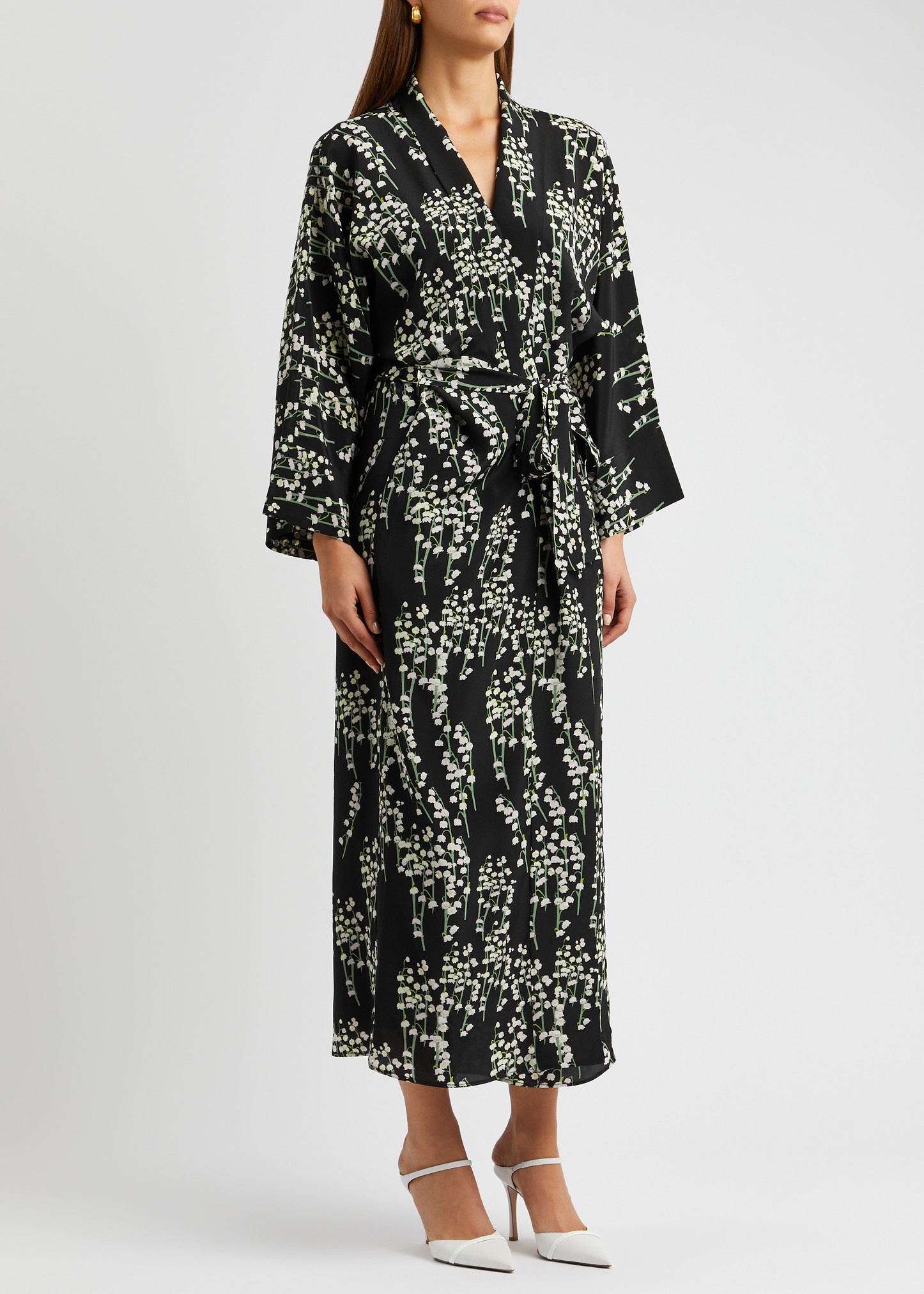 Peignoir floral-print silk wrap dress - 2