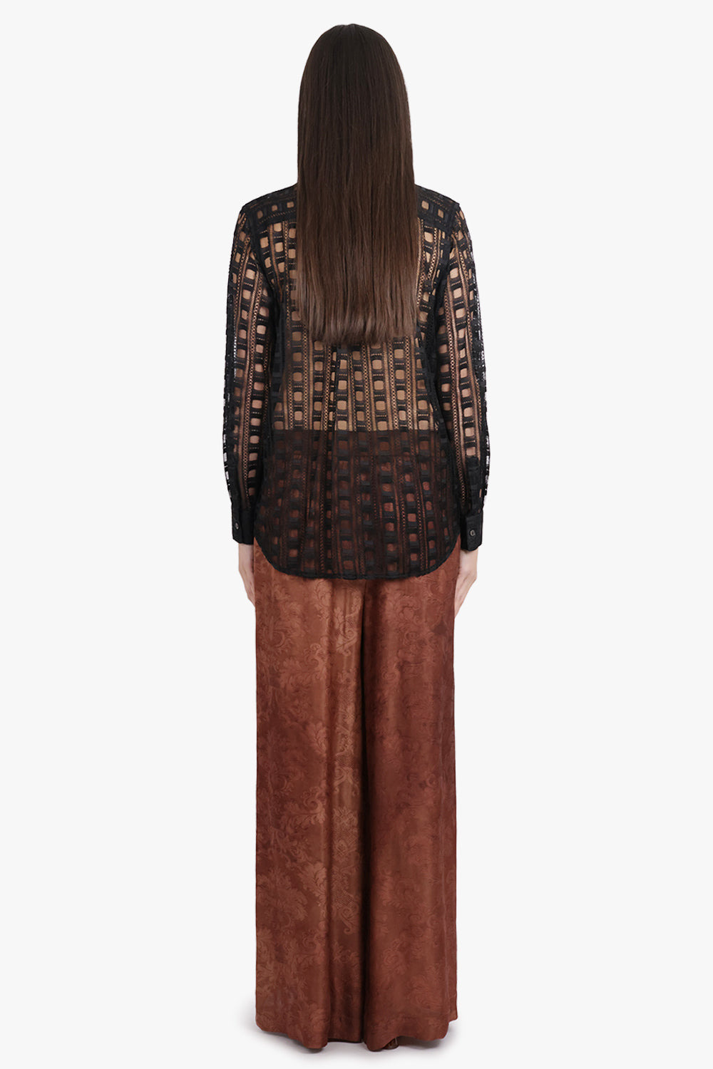 POCKET DETAIL LACE L/S SHIRT | BLACK - 5