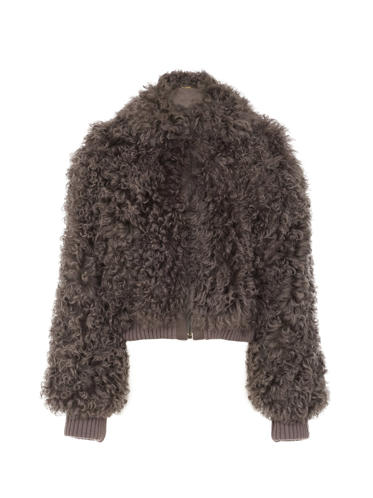 BOMBER JACKET IN SOFT CURLY SHEARLING - 1