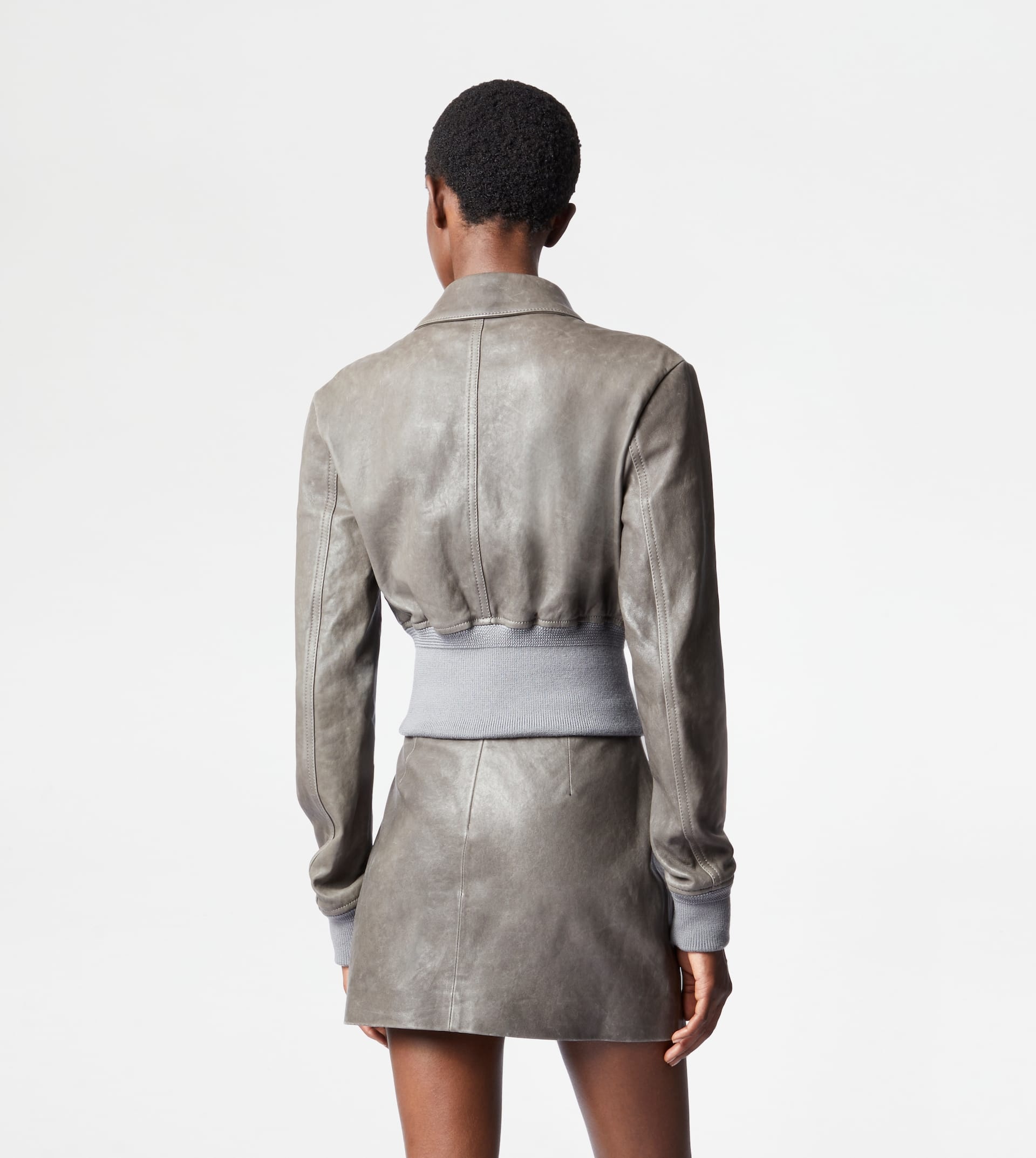 AVIATOR JACKET IN LEATHER - GREY - 8