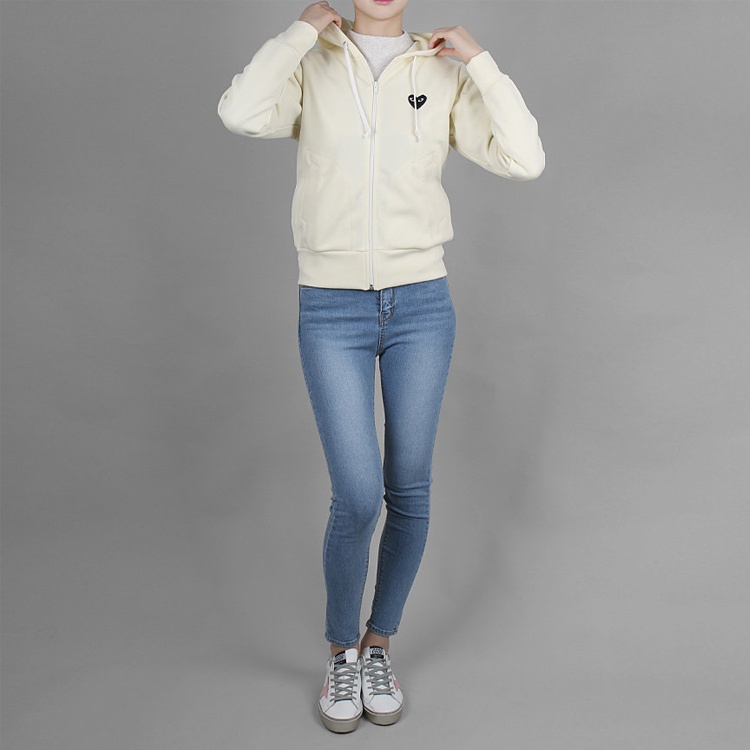 (WMNS) COMME des GARCONS PLAY Zip Hoodie Big Black Heart 'Beige' AZ-T253-051-3 - 4