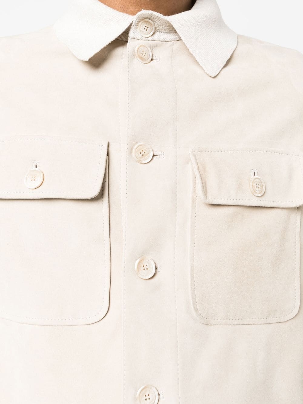 hybrid leather shirt jacket - 5