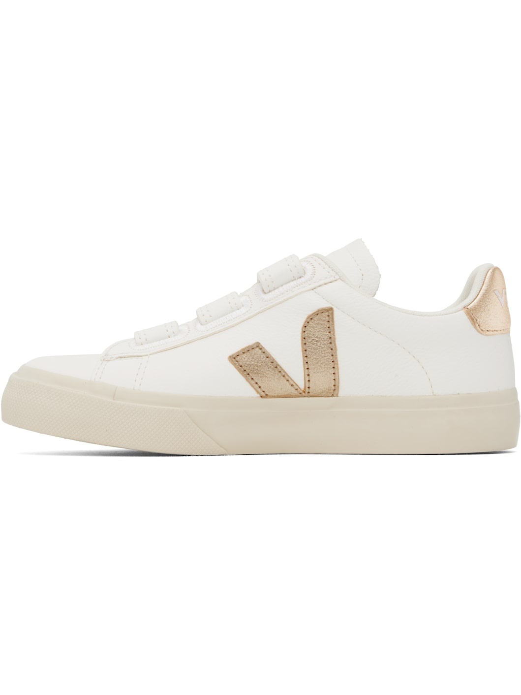 White & Gold Recife Leather Sneakers - 3