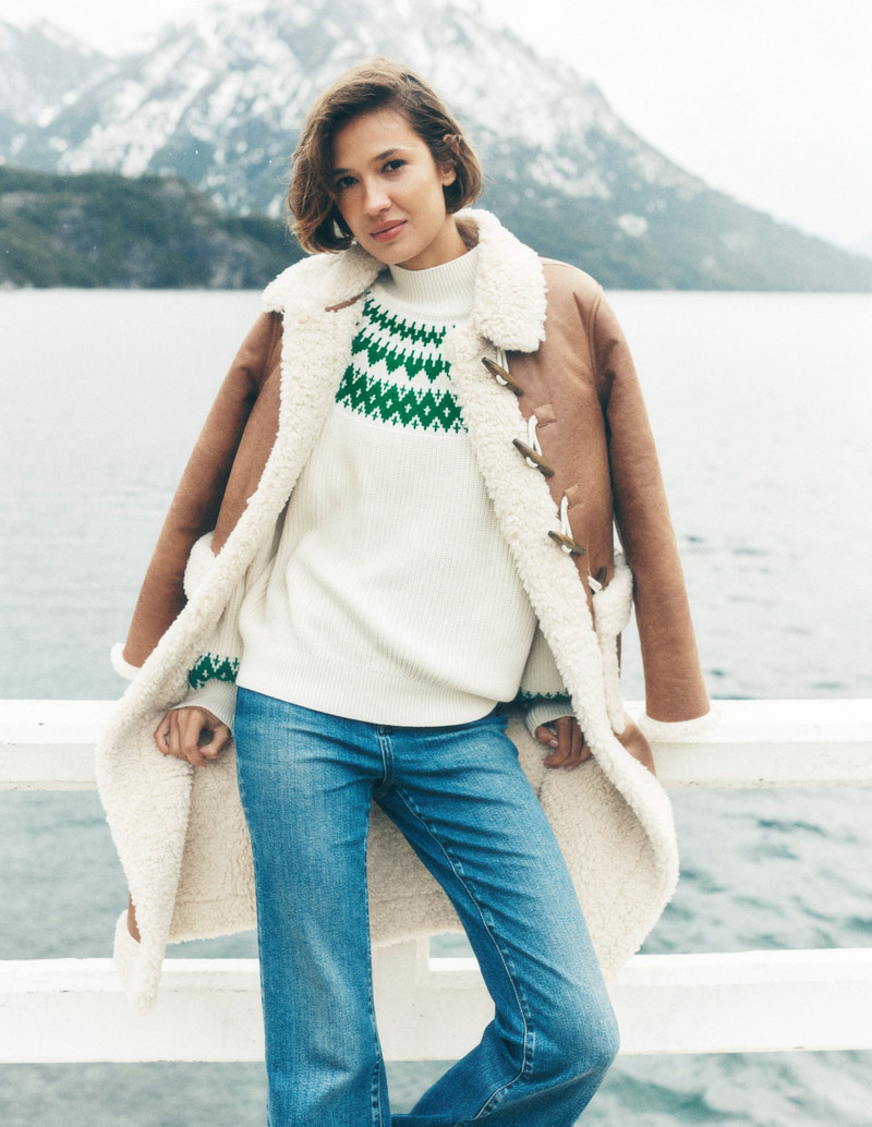 Bianca Cotton Ribbed Sweater-Warm Ivory Fair Isle 7