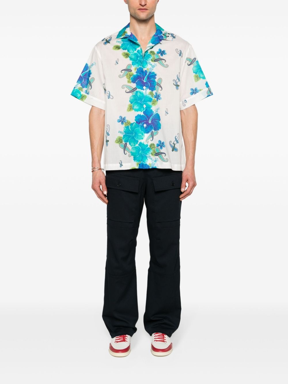 floral-print cotton shirt - 2