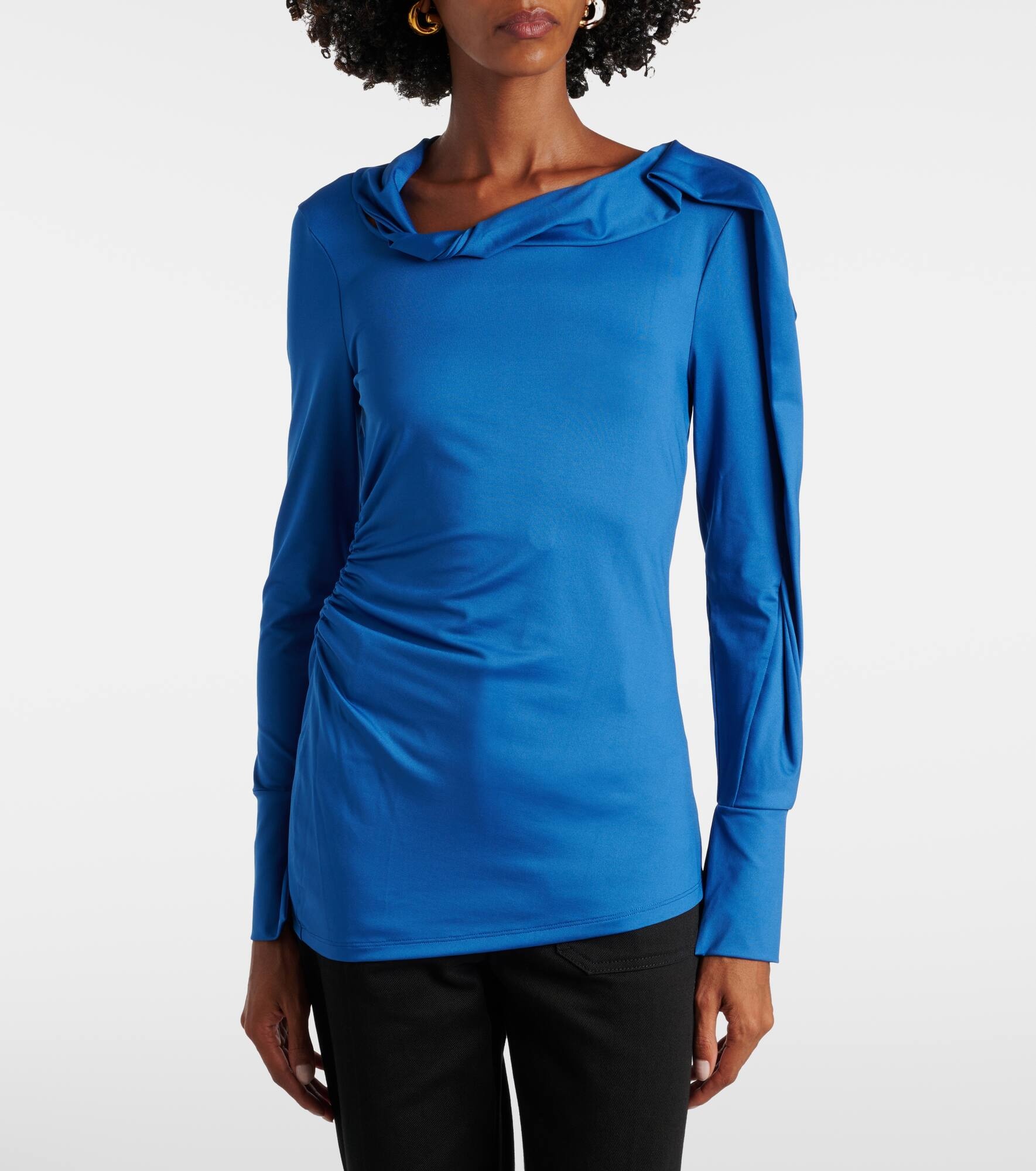 Ruched asymmetric jersey top - 4