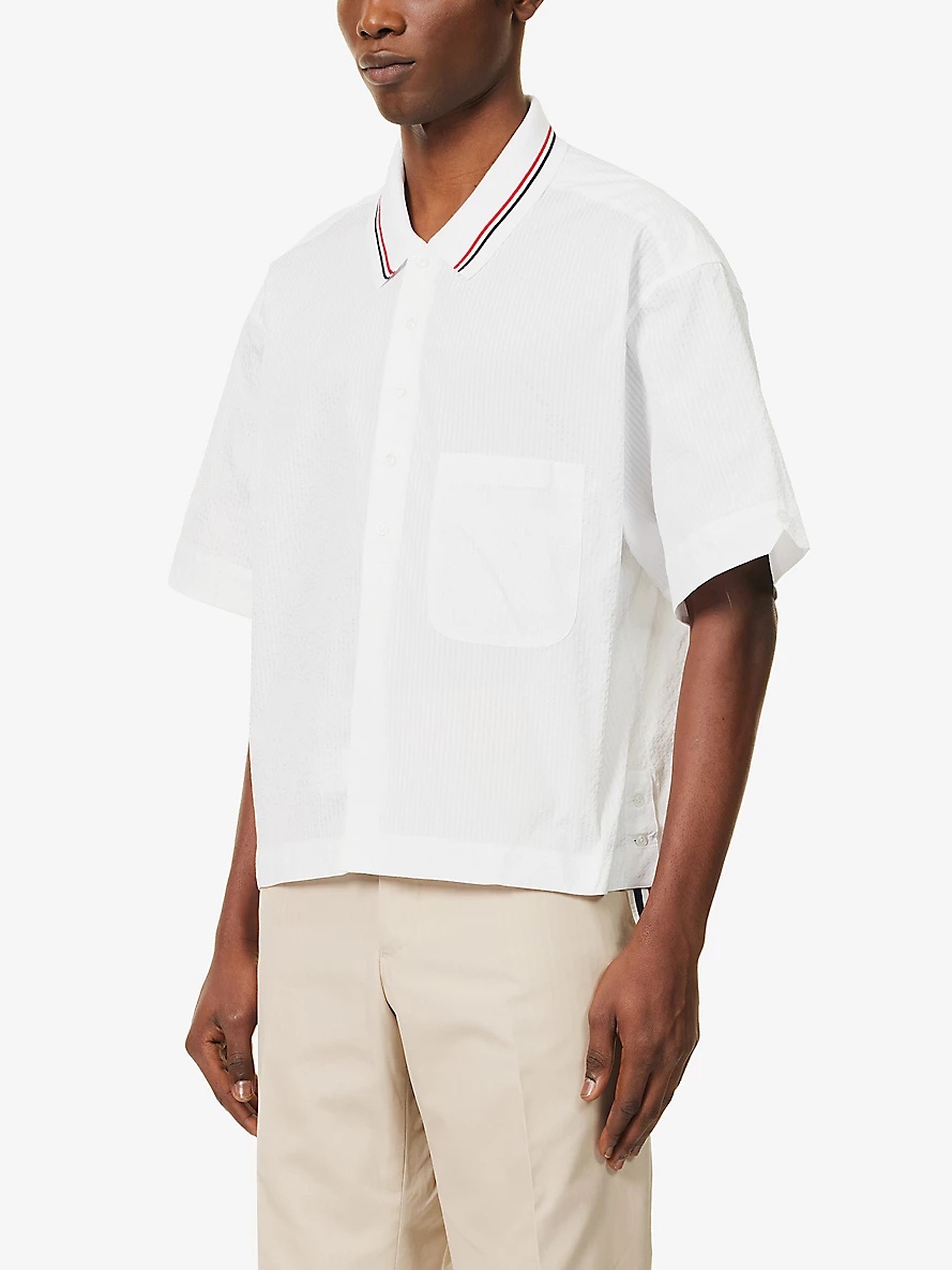 Boxy-fit short-sleeved cotton polo shirt - 3