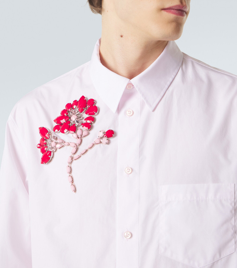 Floral-appliqué cotton poplin shirt 5