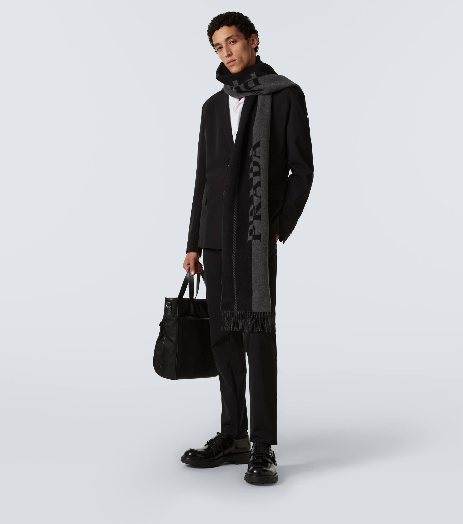 Logo wool jacquard scarf - 4