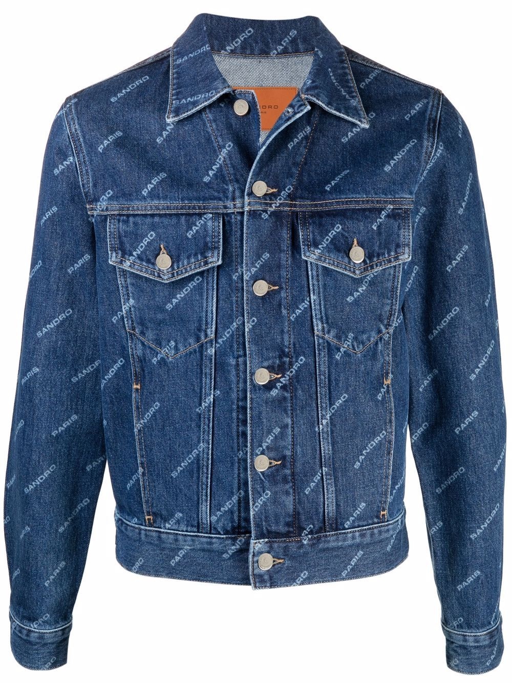 logo-print denim jacket - 1