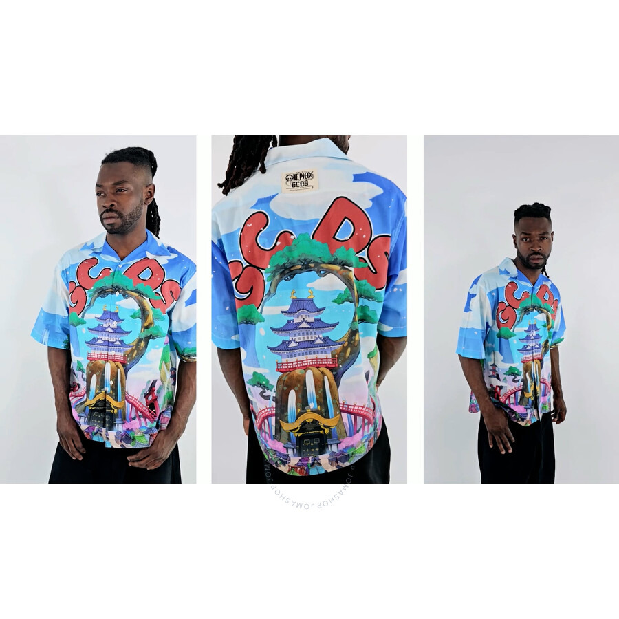GCDS Men's One Piece Land Of Wano Graphic Bowling Shirt - 3