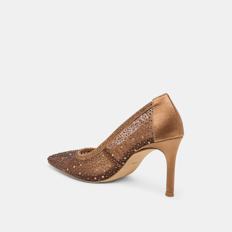 KASHE CRYSTAL HEELS MID BROWN MESH 7