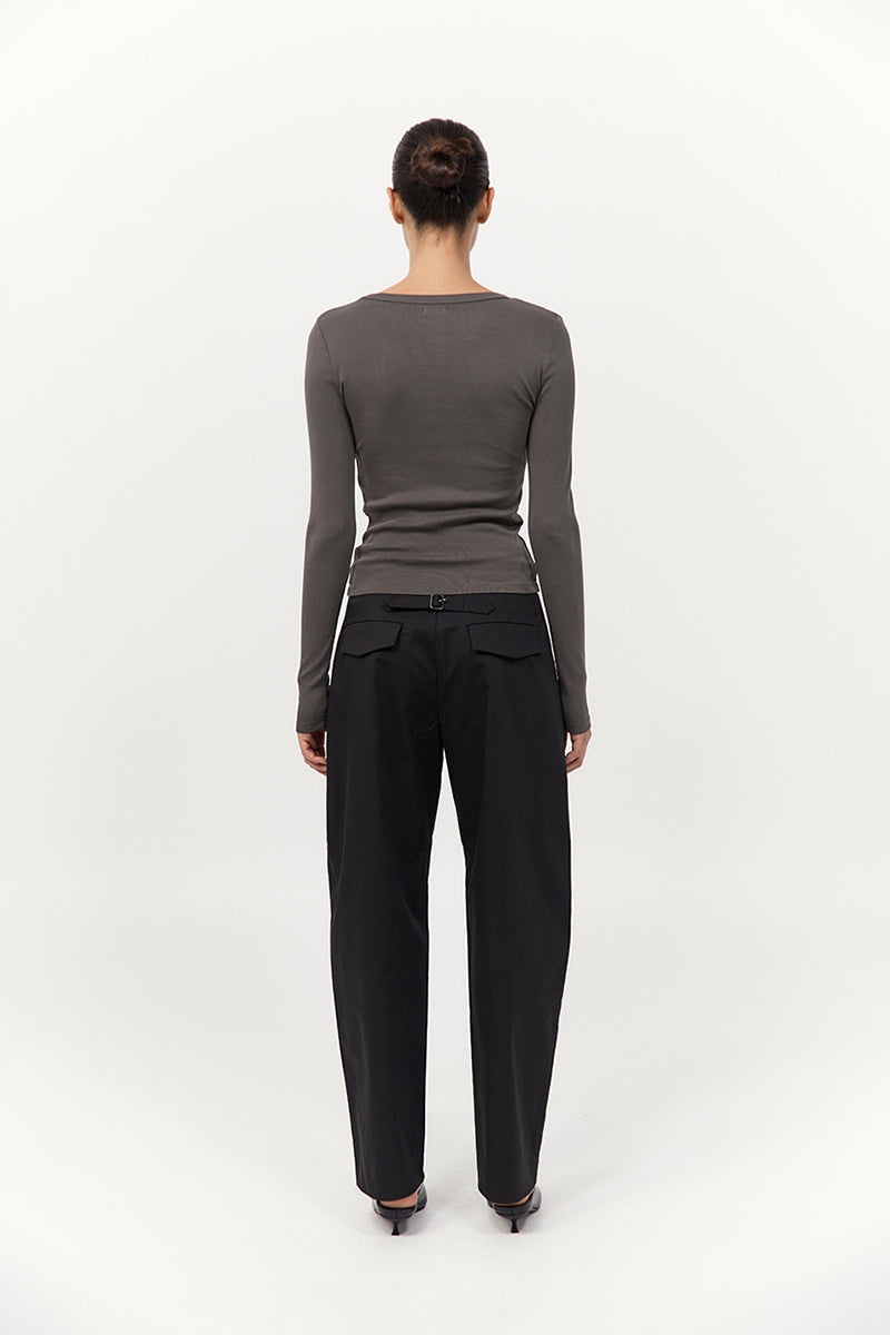 Organic Cotton Long Sleeve Top - Khaki - 6