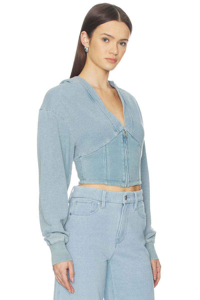 GOOD AMERICAN Jeanius Zip Up Hoodie outlook