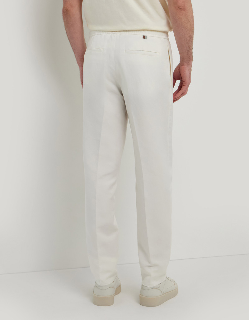 MILK-COLORED LINEN SILK FABRIC DRAWSTRING PANTS 4