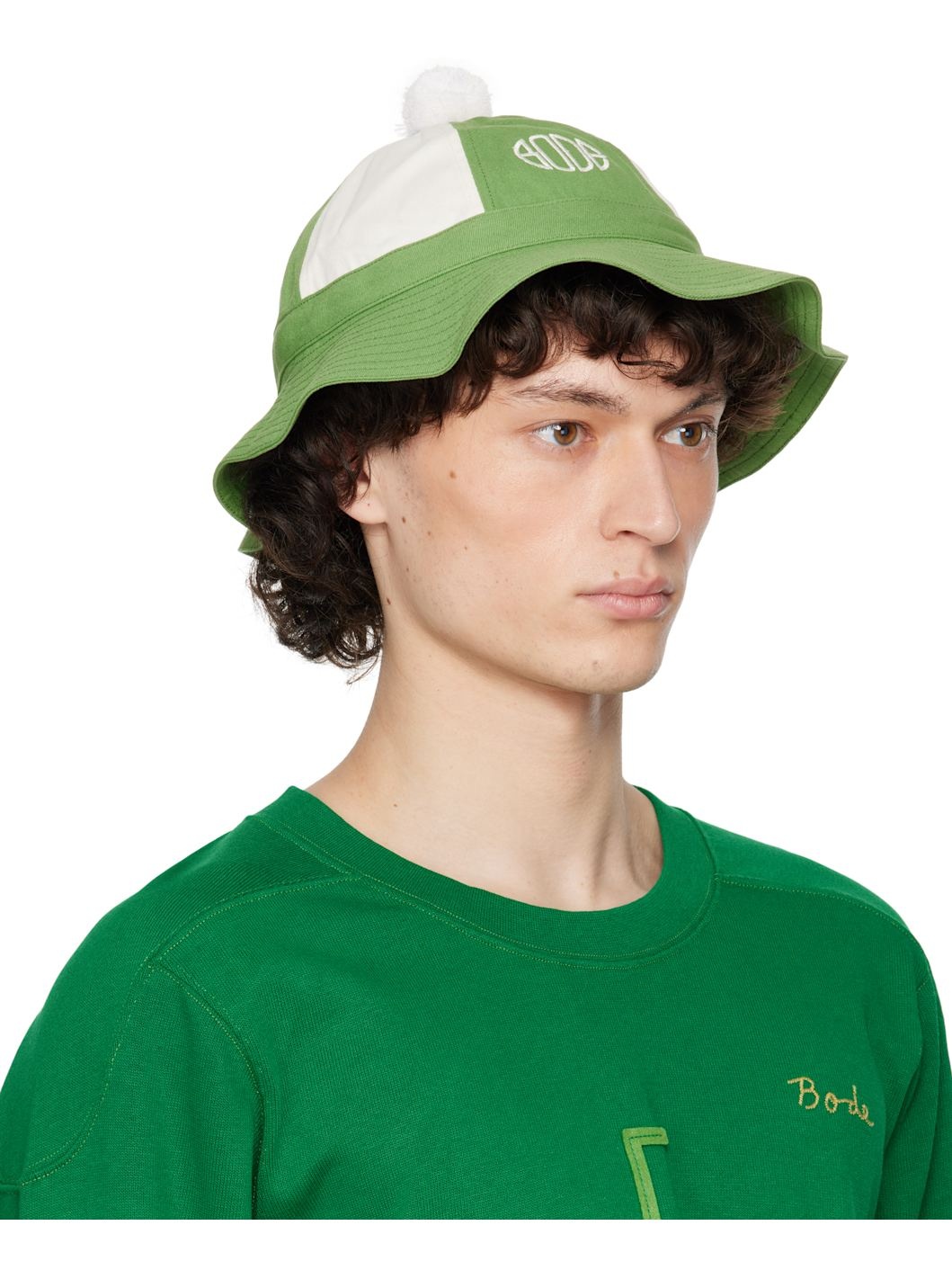 Green & White Paneled Grandfather Bucket Hat - 2